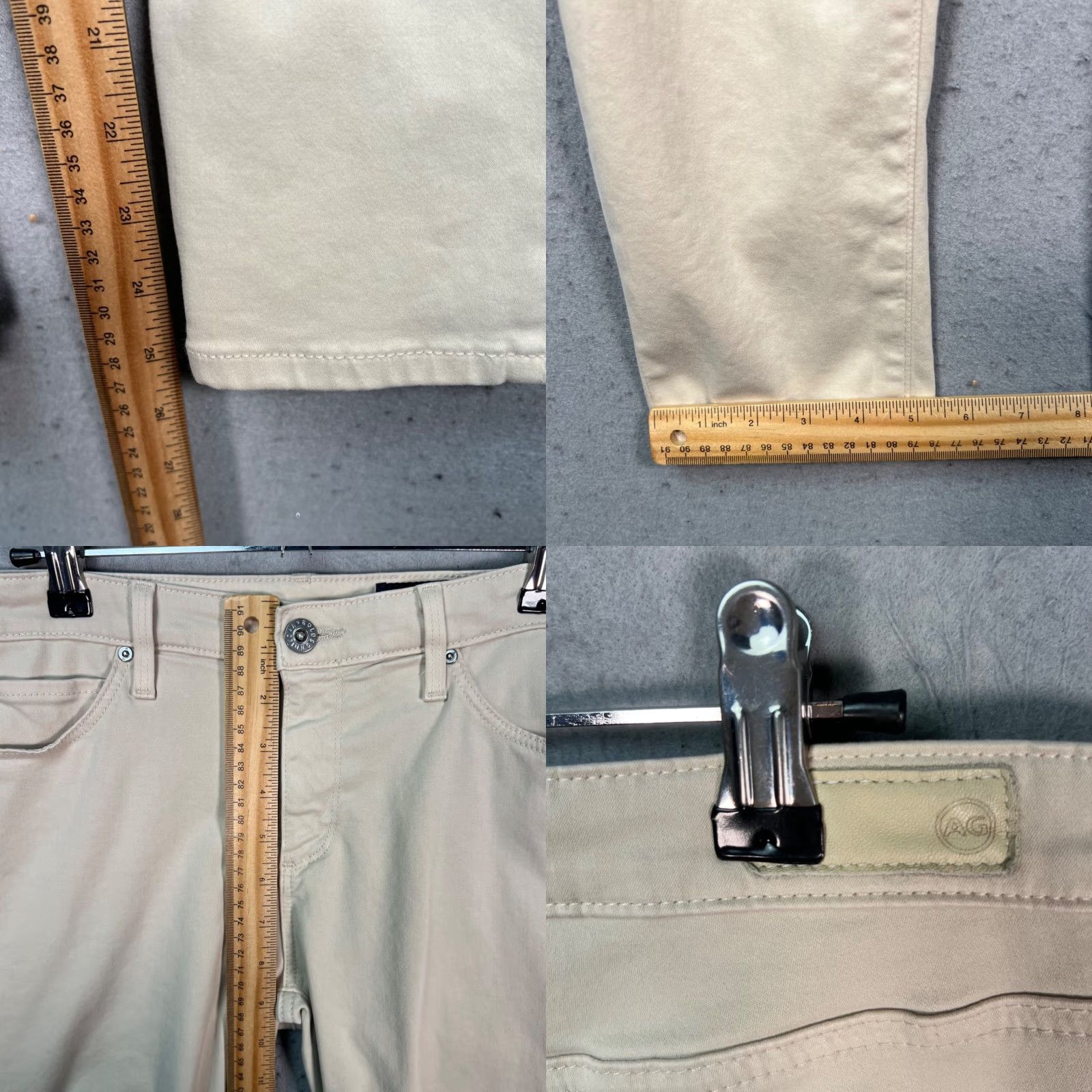 Vintage AG Adriano Goldschmied Womens Pants Cropped Beige Cotton Blend 28R Tapered Flat Front 26 Inseam Casual Size 28" / US 6 / IT 42 - 8 Thumbnail