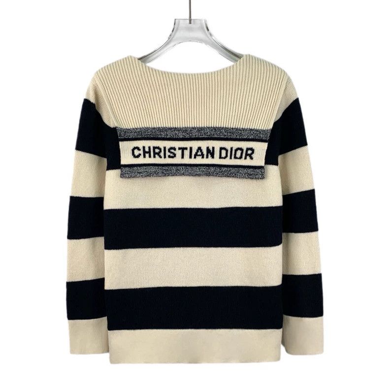 Dior Dior Colour-block striped letter inlaid wool V-neck long-s Size XS / US 0-2 / IT 36-38 - 2 Thumbnail