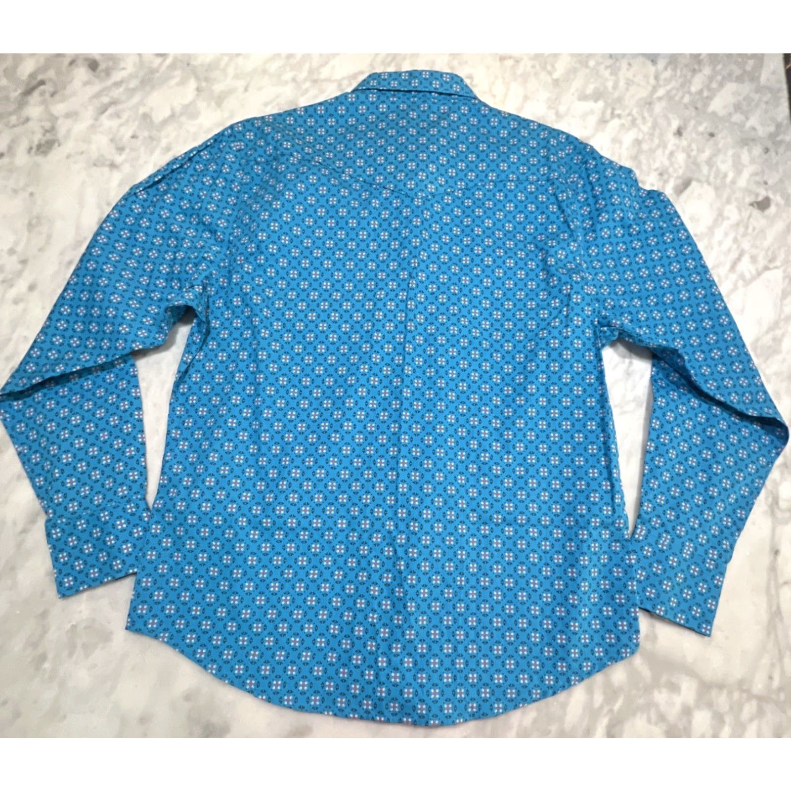 Vintage Rodeo Western Pearl Snap Shirt Men XL Long Sleeve Blue Geometric Cotton Cowboy Size US XL / EU 56 / 4 - 6 Thumbnail