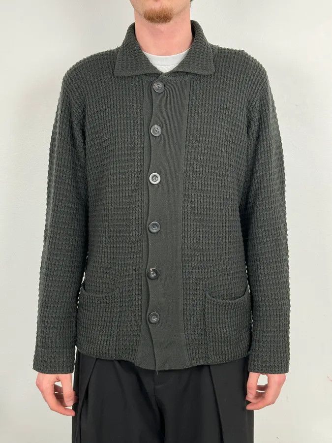 Armani 2000s Armani Collezioni Olive Wool Waffle Shirt Size US L / EU 52-54 / 3 - 2 Thumbnail