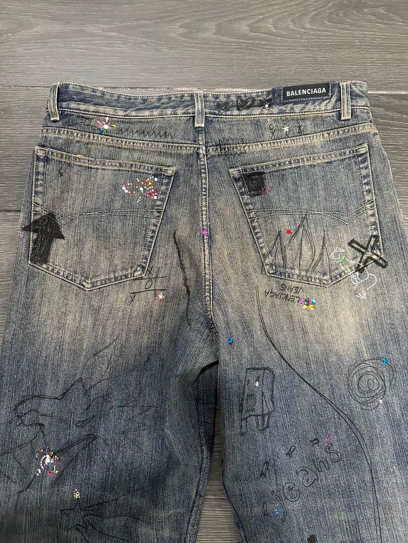 Balenciaga Balenciaga SS23 Dark Distressed Rhinestone Denim Size US 34 / EU 50 - 12 Thumbnail