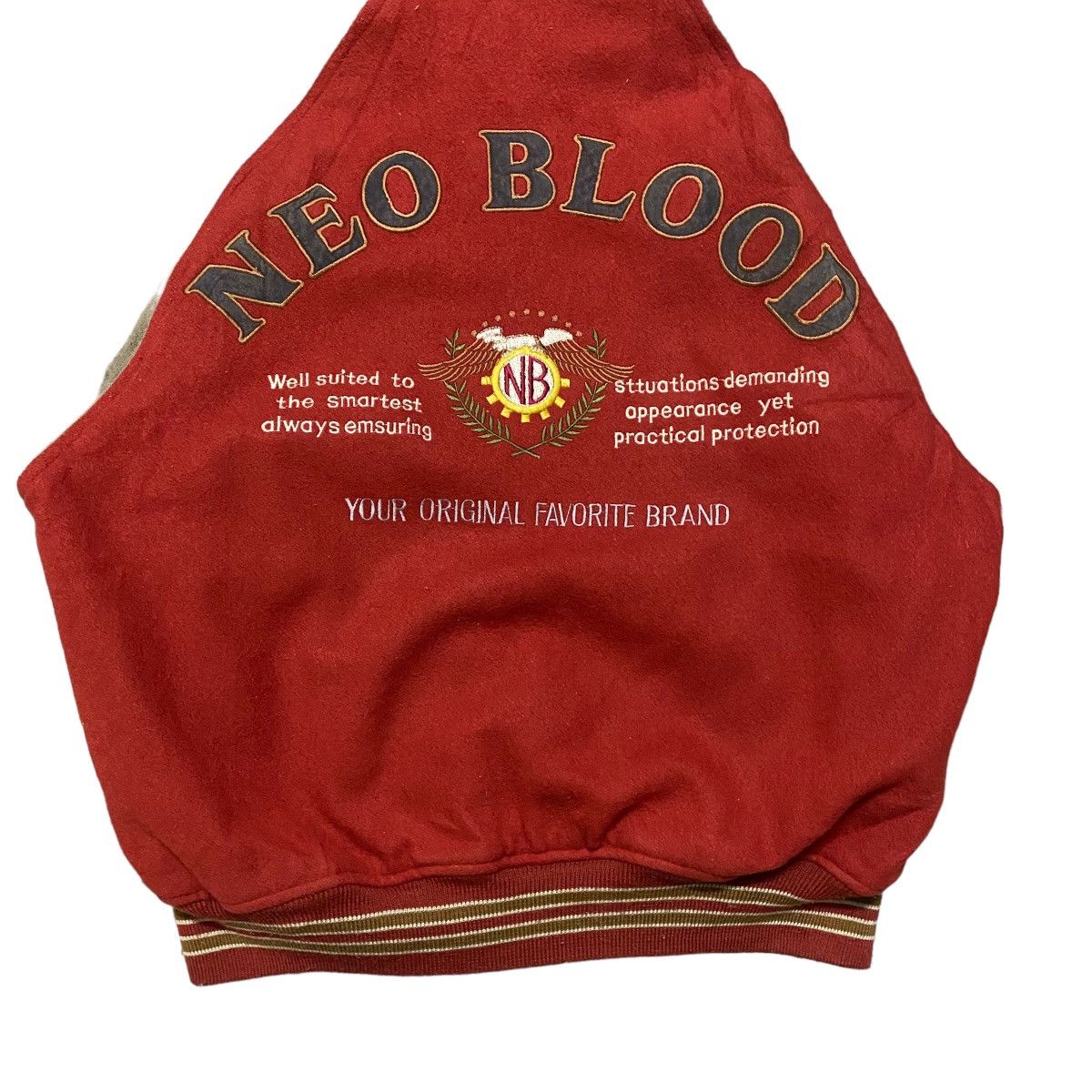 Japanese Brand Vintage NEO BLOOD TOKYO Varsity Hooded Suede Leather Jacket Size US L / EU 52-54 / 3 - 9 Thumbnail