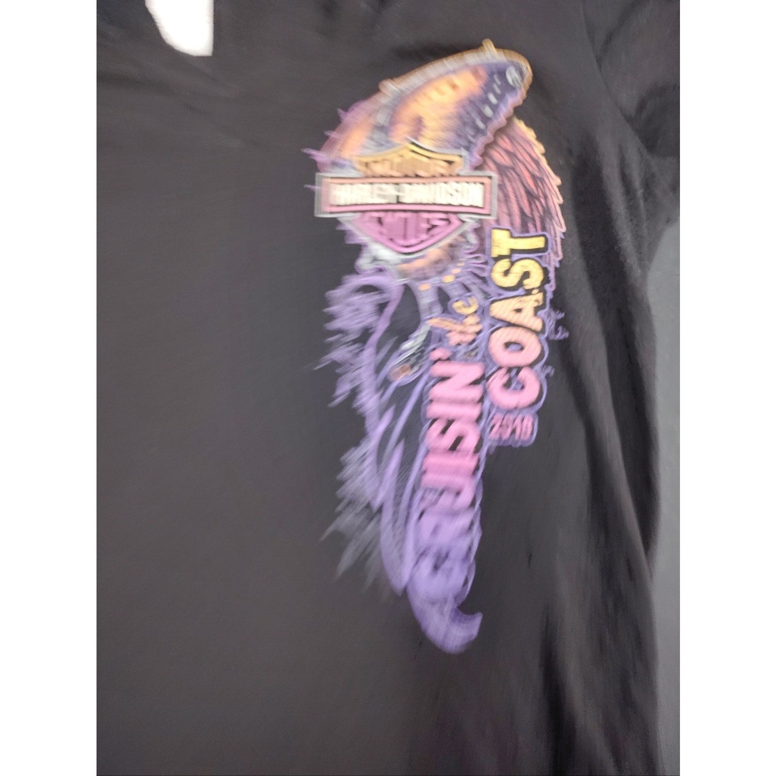 Harley Davidson Harley-Davidson Black V-Neck Cutout Tee with Purple Graphic Size S / US 4 / IT 40 - 3 Thumbnail
