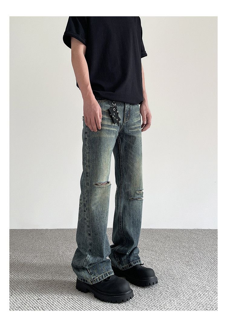 Japanese Brand × Jean Vintage distressed cleanfit straight flared ripped jeans Size US 32 / EU 48 - 2 Thumbnail