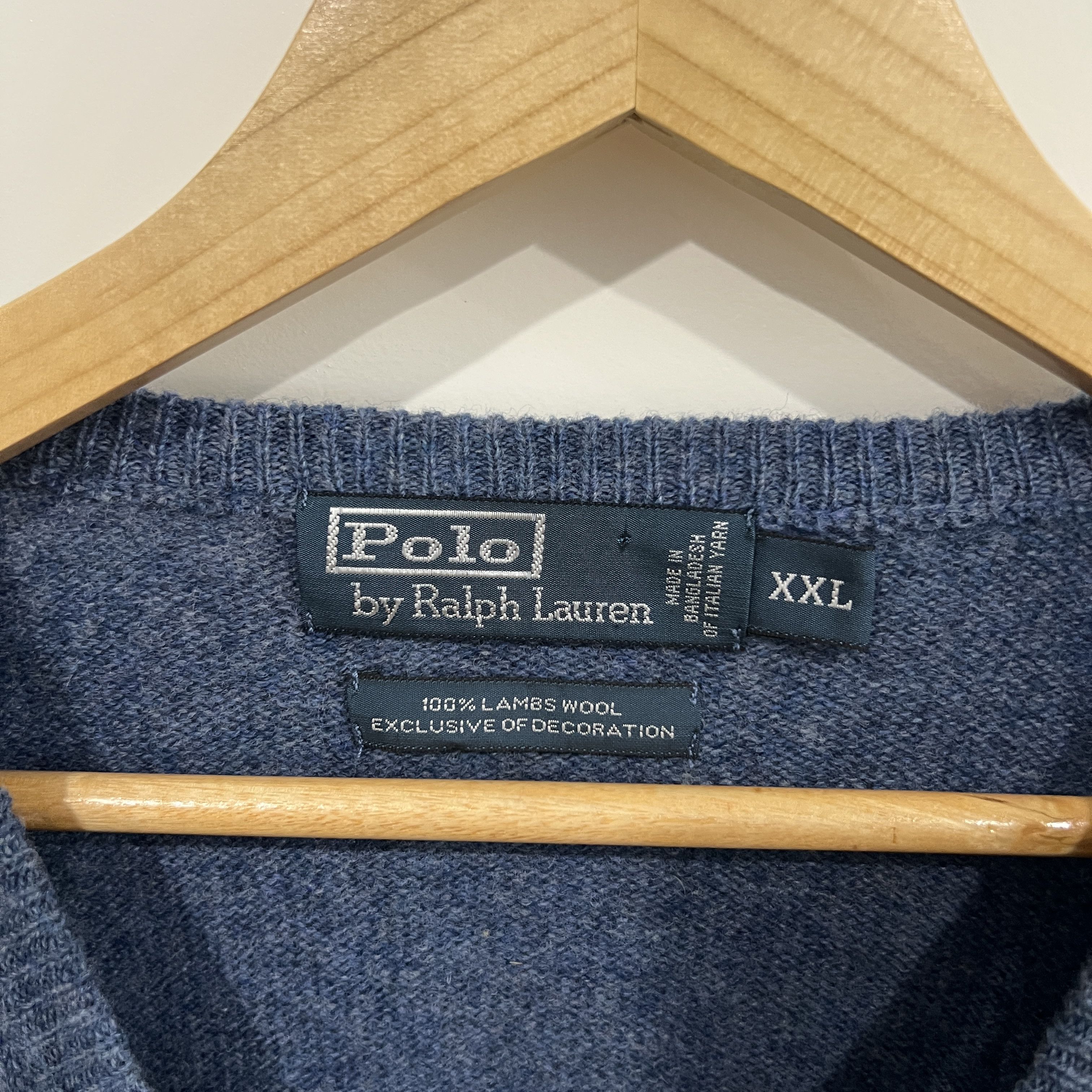 Polo Ralph Lauren Vintage Ralph Lauren V-Neck Sweater 100% Lambswool - XXL Size US XXL / EU 58 / 5 - 3 Thumbnail