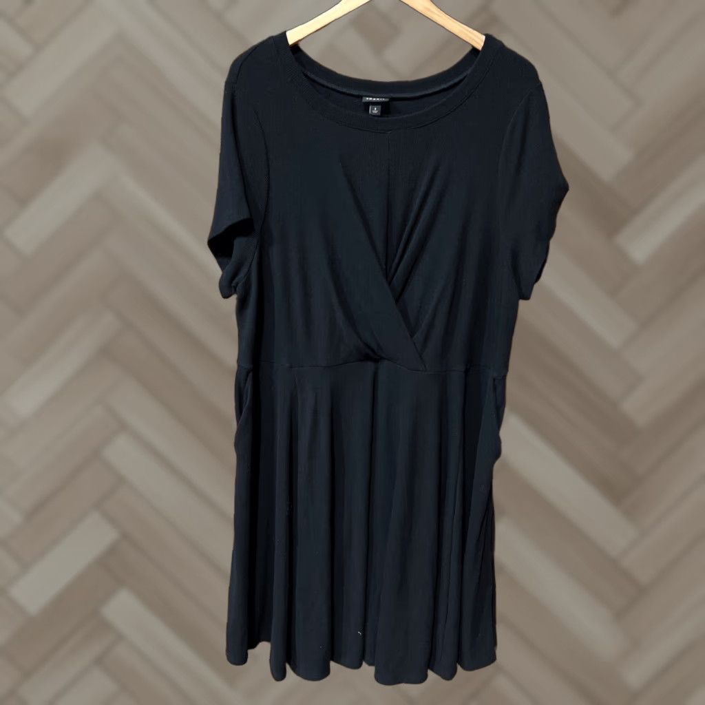 Torrid Torrid Dress Plus Size 3XL Blue Mini Rib Knit Drape Front Skater Dress Knee Length Fit & Flare Women Size XXL / US 16-18 / IT 52-54 - 1 Thumbnail