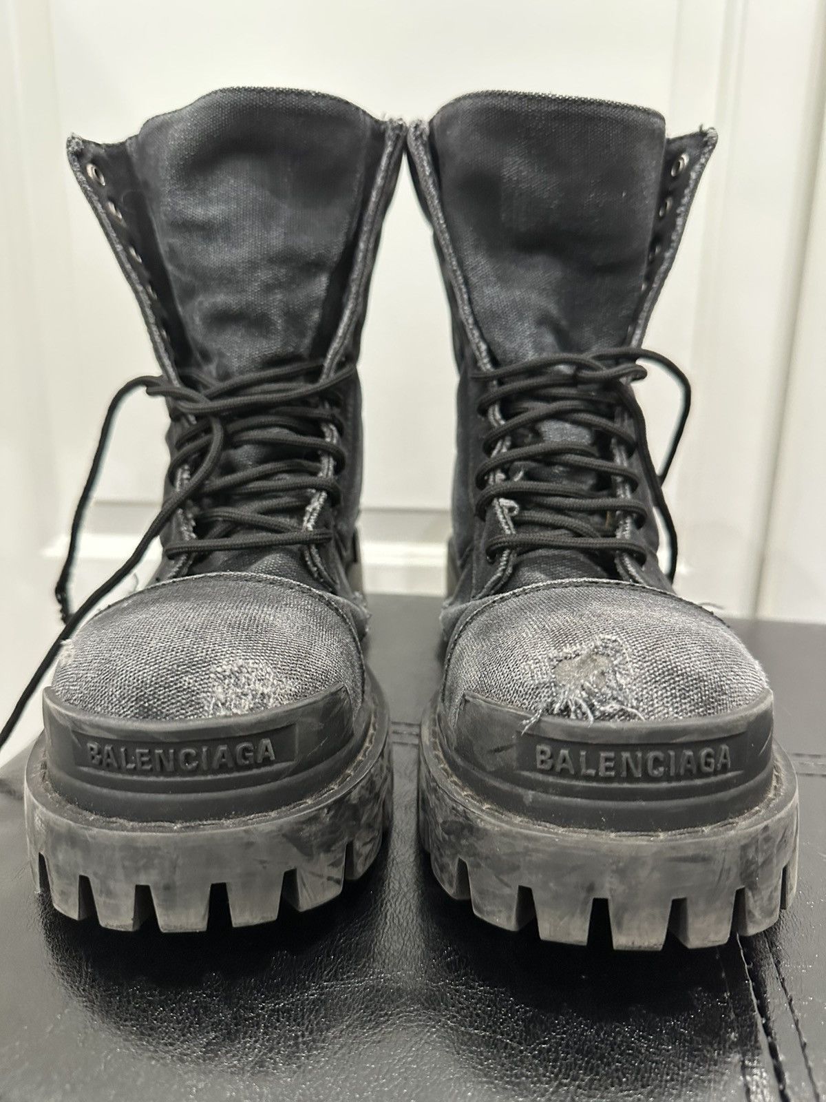 Balenciaga OG Balenciaga Black Combat Strike Boots Size US 5.5 / EU 38 - 3 Thumbnail