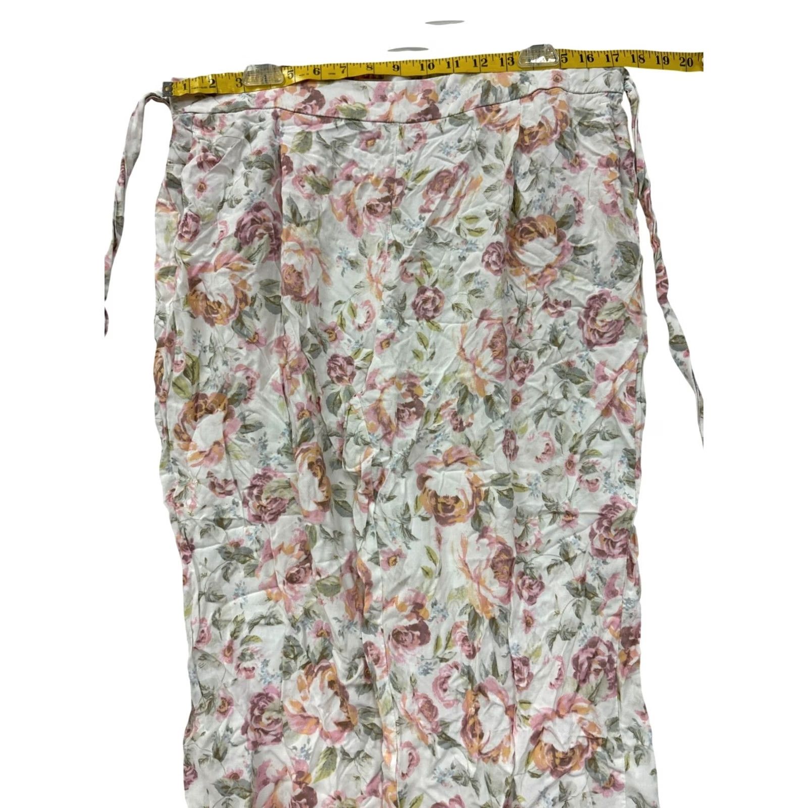 Vintage Jules & Leopold Floral Wide-Leg Rayon Pants Tie Waist Women XL White Dress Pants Size 40" / US 18 - 6 Thumbnail