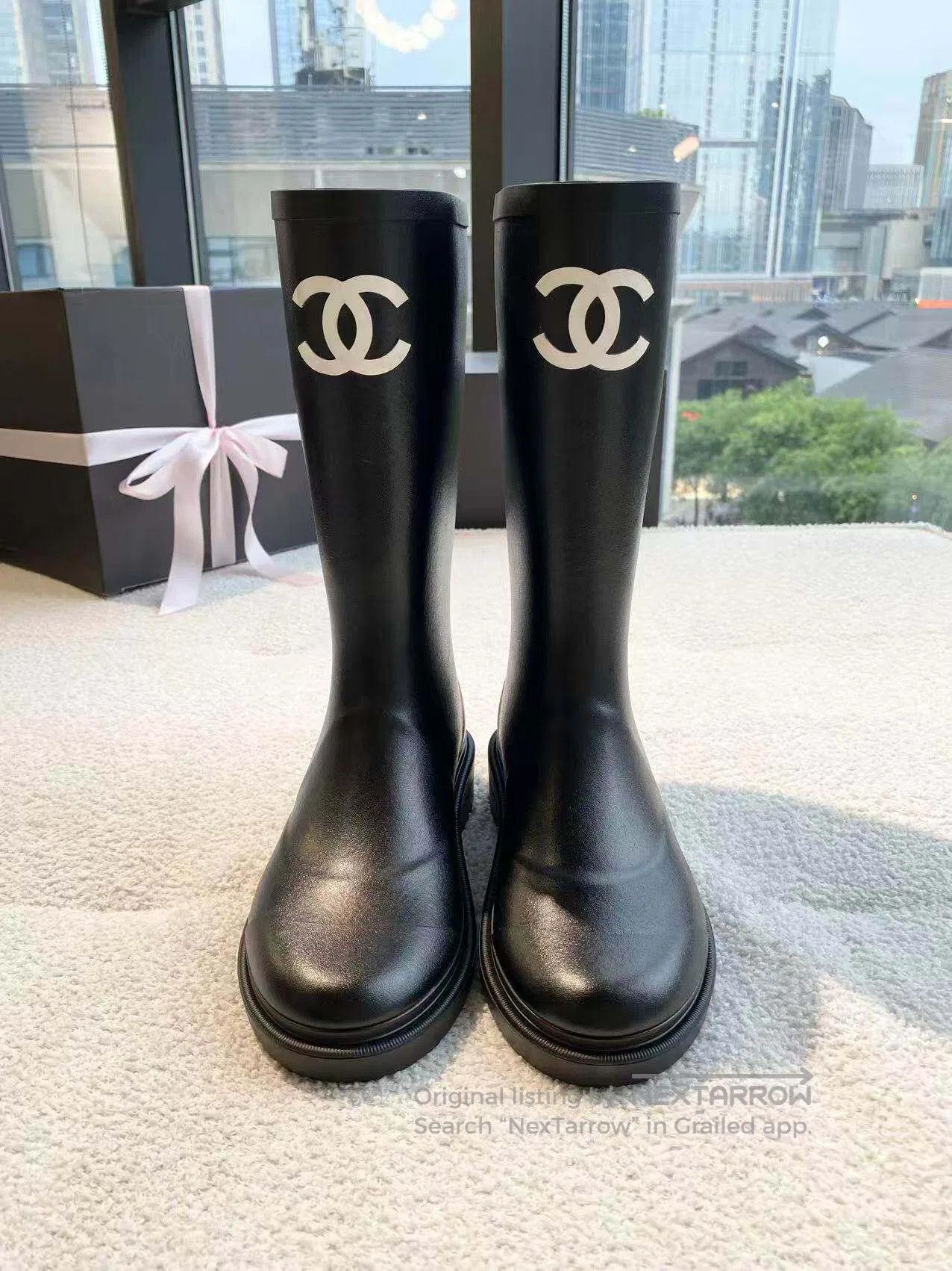 Chanel Chanel Black double Clogo long rain boots| Size US 4.5 / IT 34.5 - 2 Thumbnail