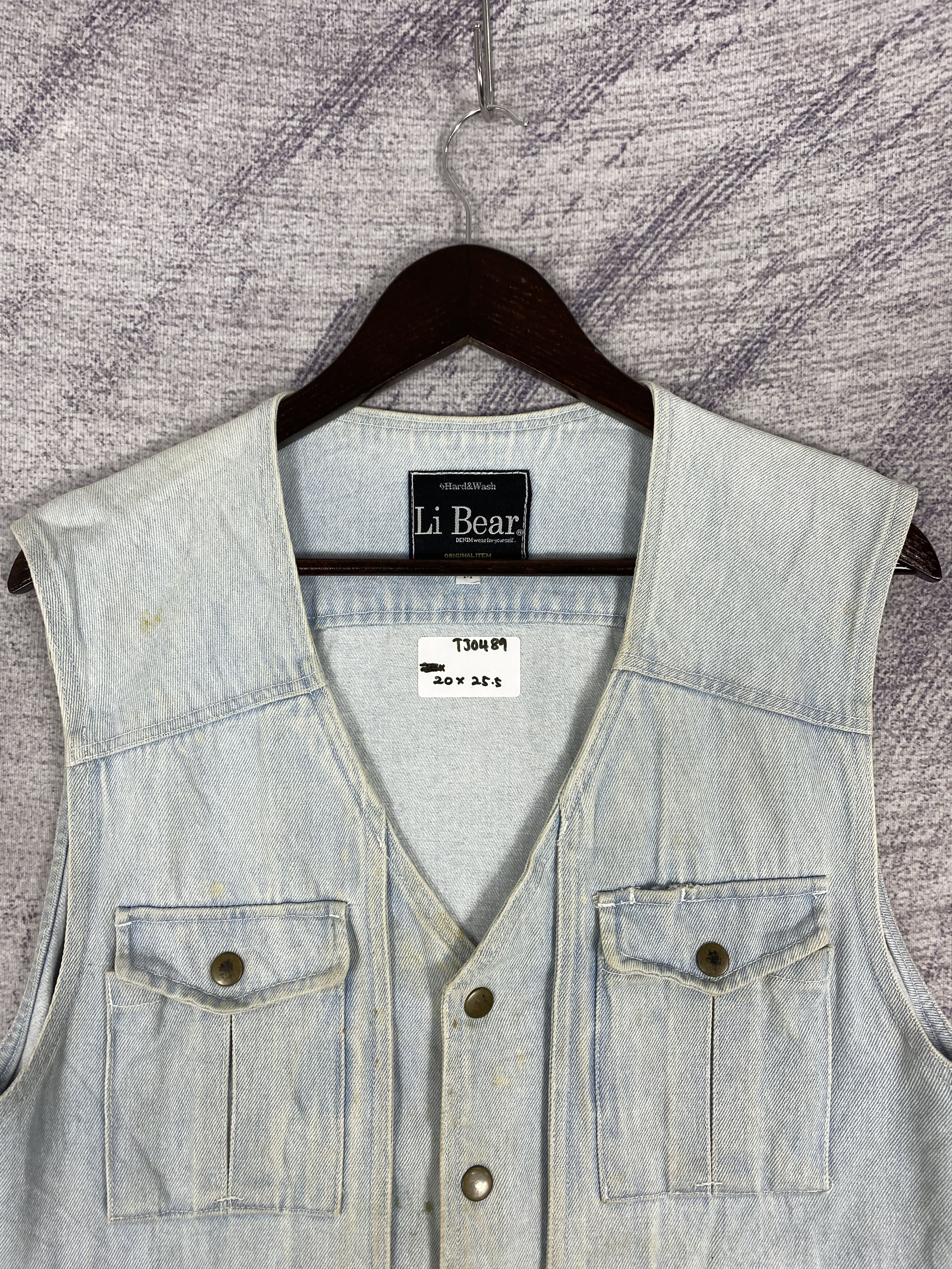 Japanese Brand Vintage Li Bear Light Wash Denim Utility Multi Pocket Vest Size US M / EU 48-50 / 2 - 2 Thumbnail