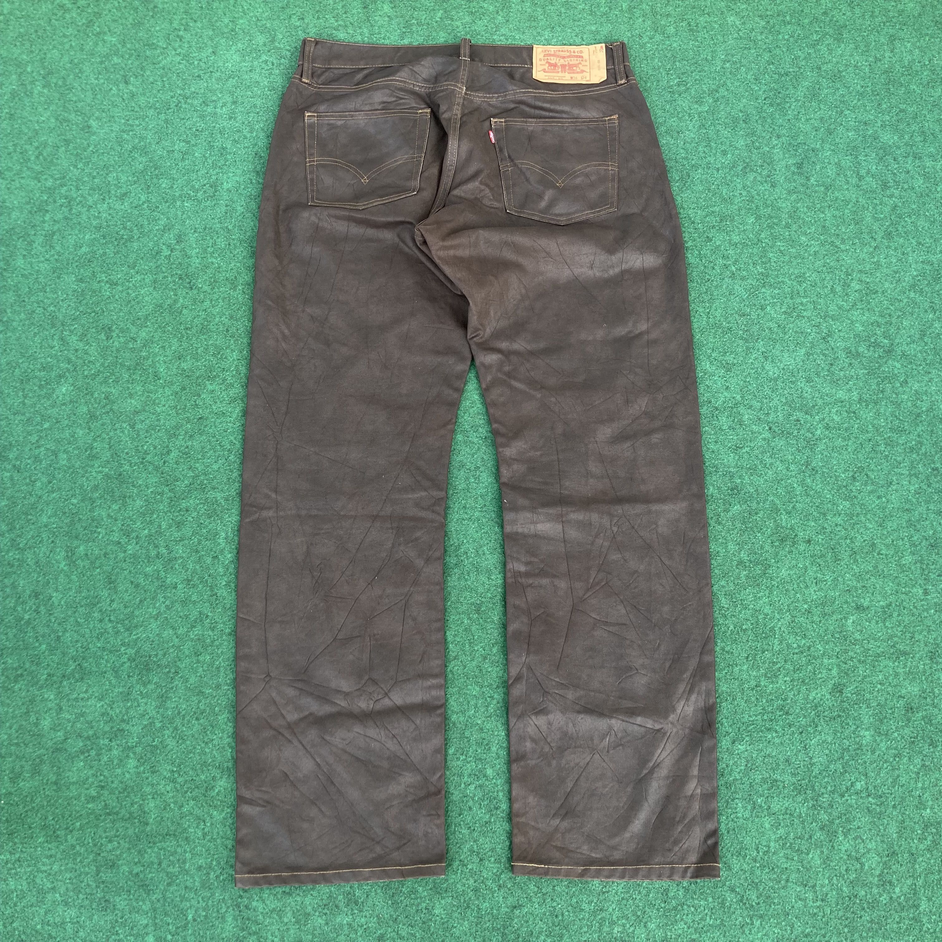 Levi's × Vintage Vtg 35x31 Levis 505 Wax Coated Sz 35 Waxed Coated Jeans Size US 35 - 12 Thumbnail
