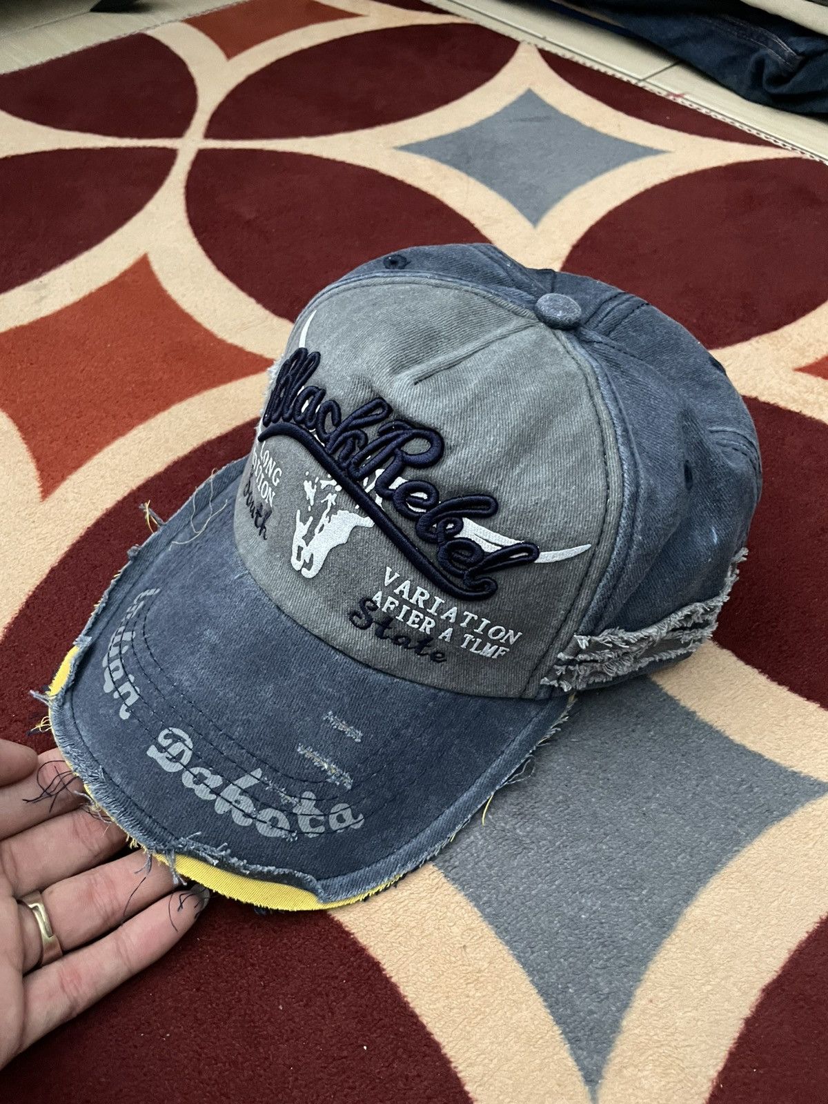 Japanese Brand Vintage Black rebel Distressed style caps faded Size ONE SIZE - 8 Thumbnail
