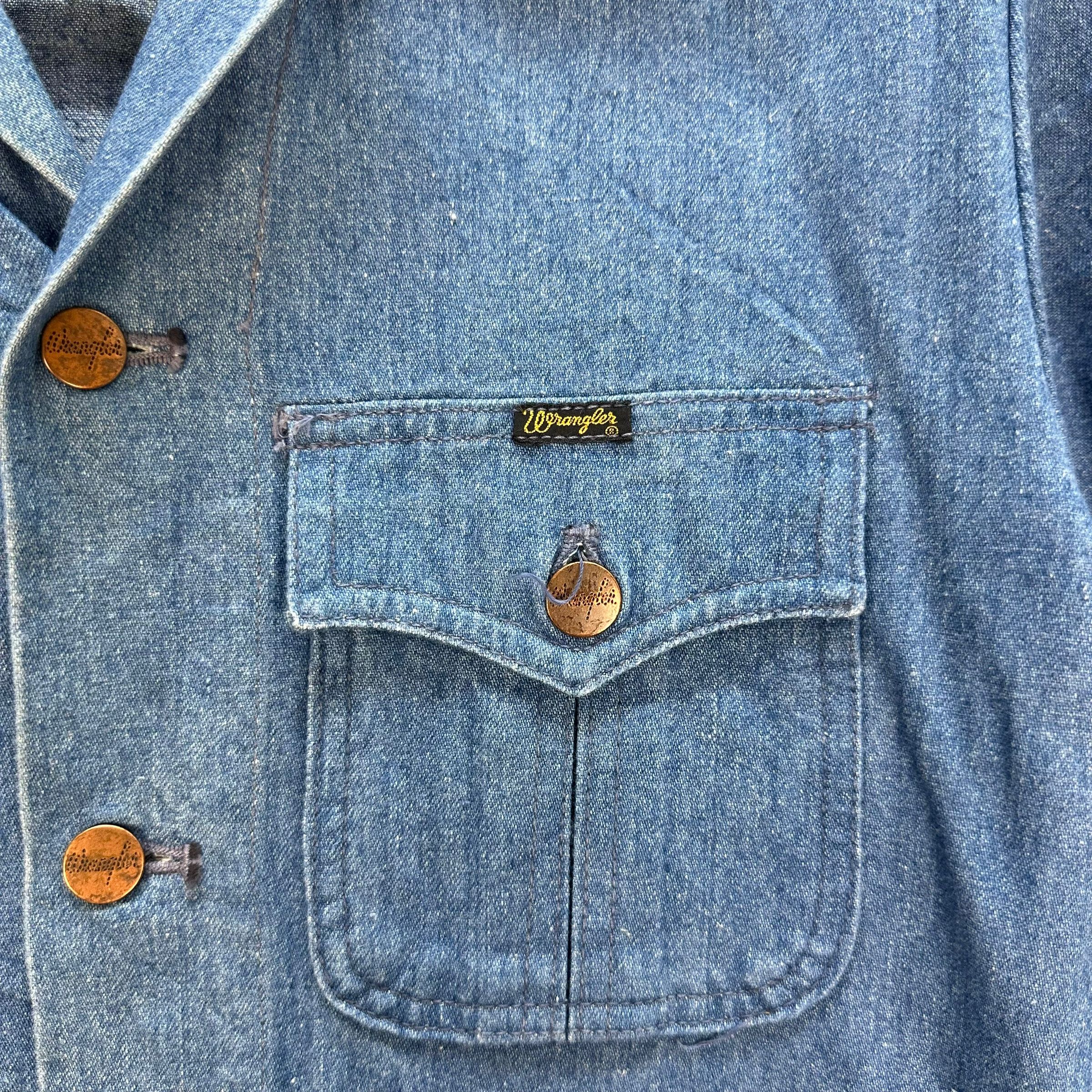 Wrangler VINTAGE 90's WRANGLER SOFT DENIM CHORE JACKET #8051-198 Size L / US 10 / IT 46 - 3 Thumbnail