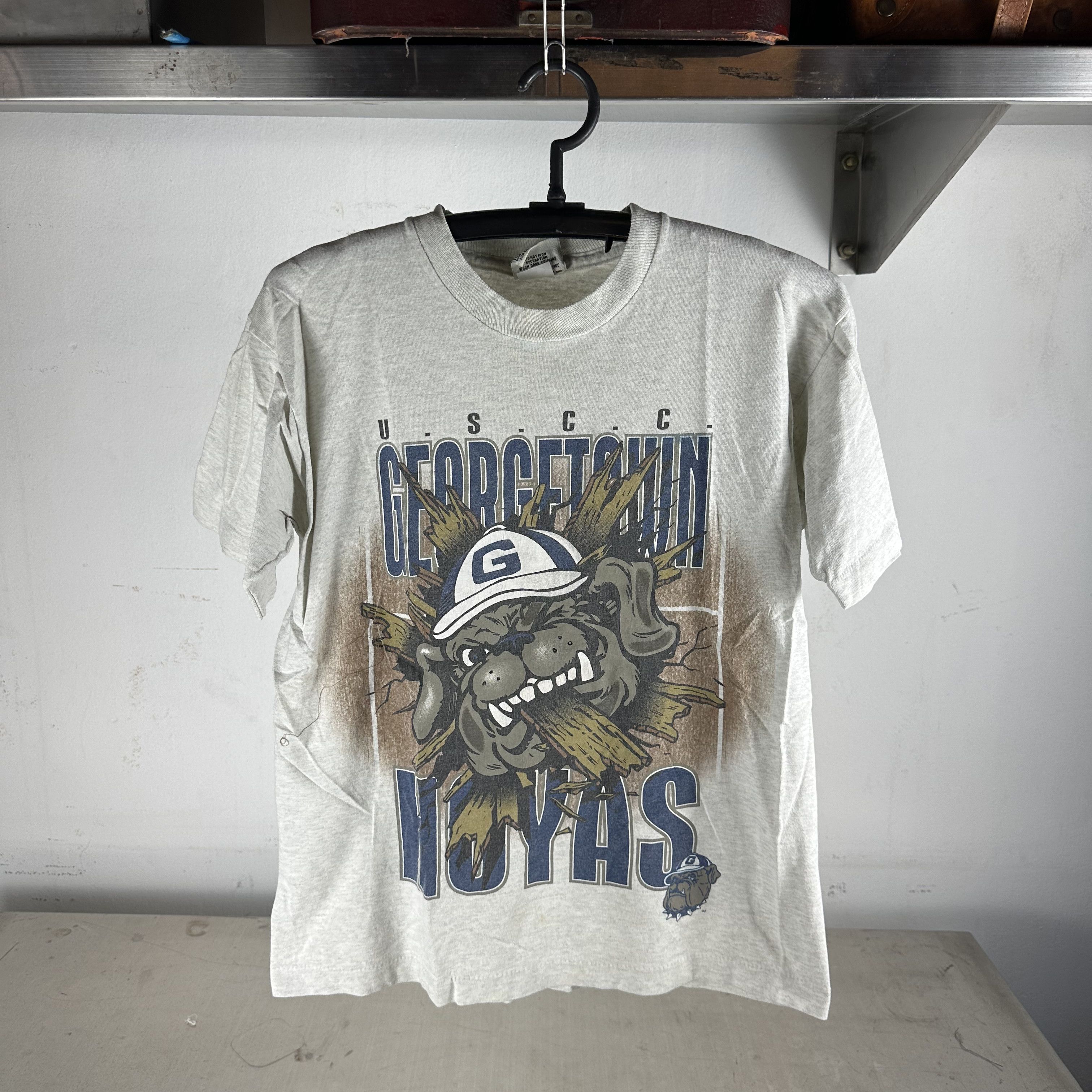 Vintage 90s Georgetown Hoyas NCAA Nutmeg Mascot Graphic T-Shirt Size US M / EU 48-50 / 2 - 1 Thumbnail