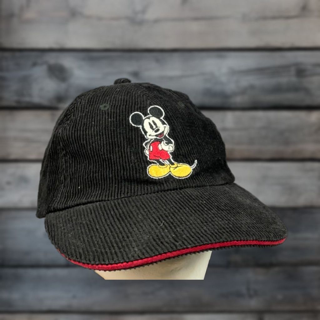Disney Disney Mickey Mouse Corduroy Dad Hat Adult One Size Black Embroidered Retro Size ONE SIZE - 1 Thumbnail