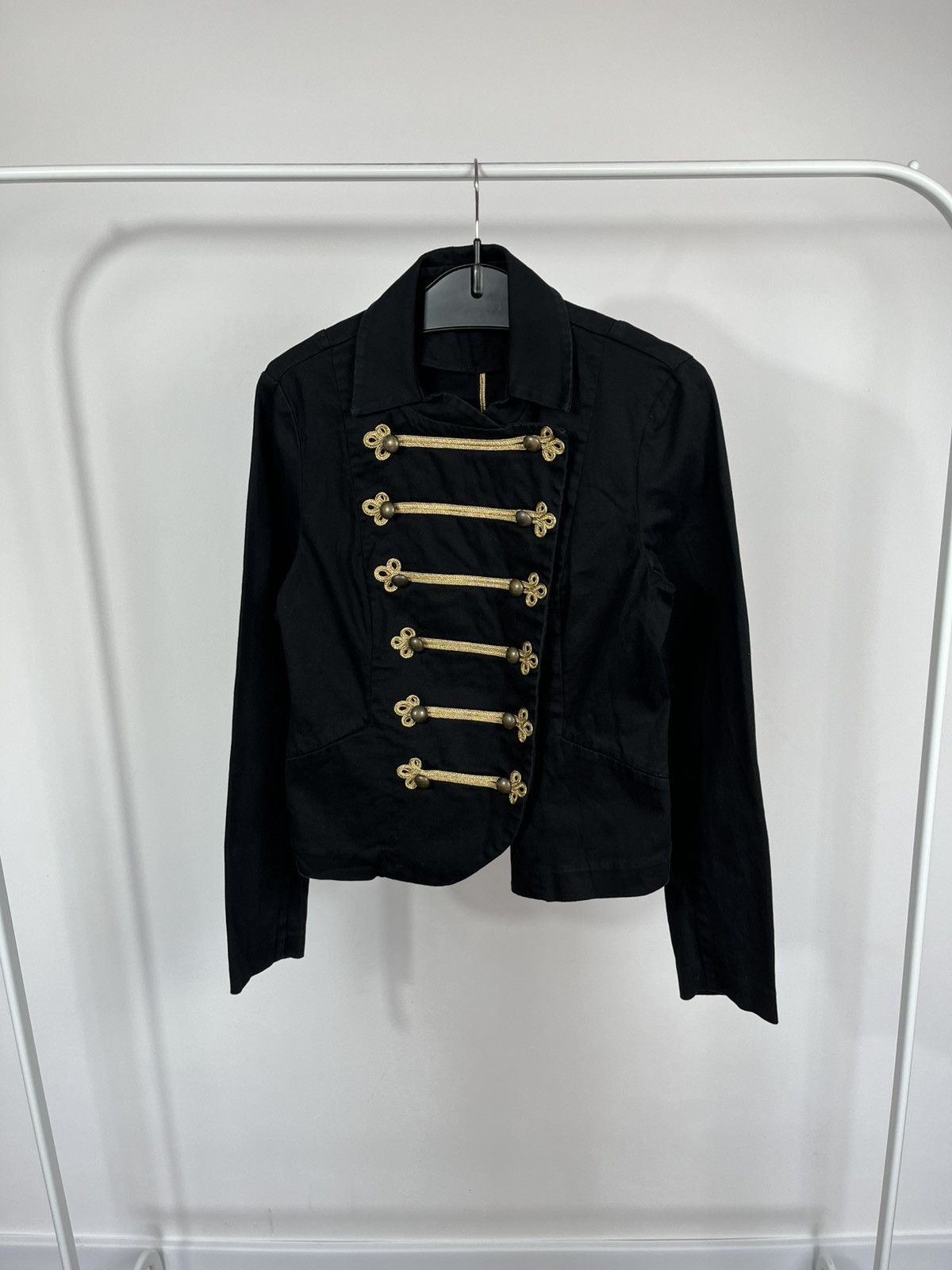 Women’s Black Napoleonic Hussar Military Jacket Gold Braid