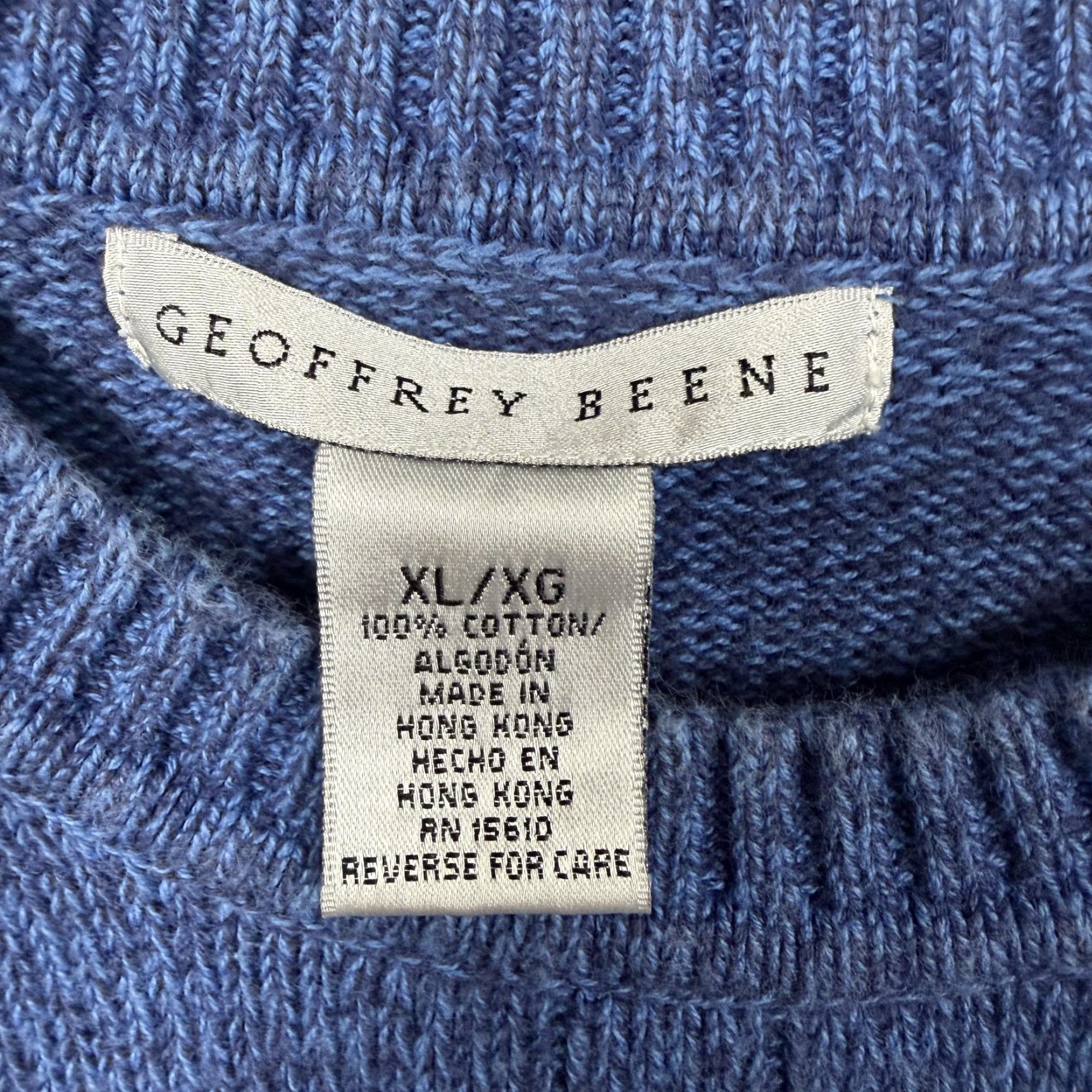 Geoffrey Beene VINTAGE Geoffrey Beene Sweater XL Men Blue Knit Pullover Crew Neck Raglan Long Sleeve Tight-Knit Solid 100% Cotton Fall Winter Casual Size US XL / EU 56 / 4 - 5 Thumbnail