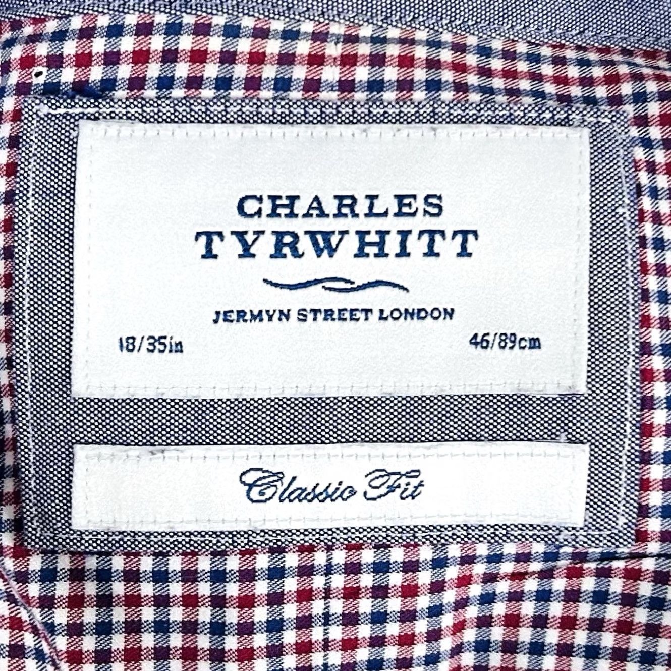 Charles Tyrwhitt Charles Tyrwhitt 18 35 Classic Fit Dress Shirt Plaid Cotton Red White Blue Multicolor Mens Professional Business Shirt Size 48R - 3 Thumbnail