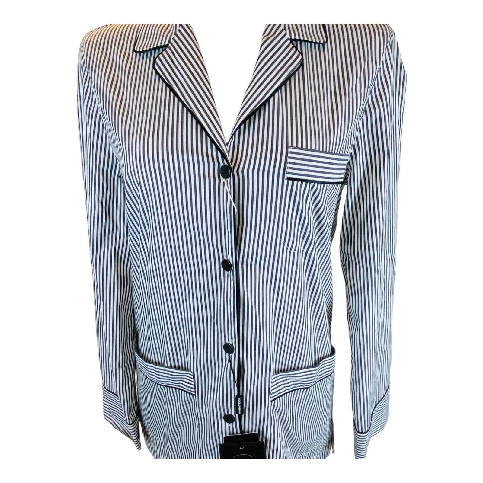 Dolce & Gabbana Dolce Gabbana Colar Pajama Strip Shirt Size S / US 4 / IT 40 - 2 Thumbnail