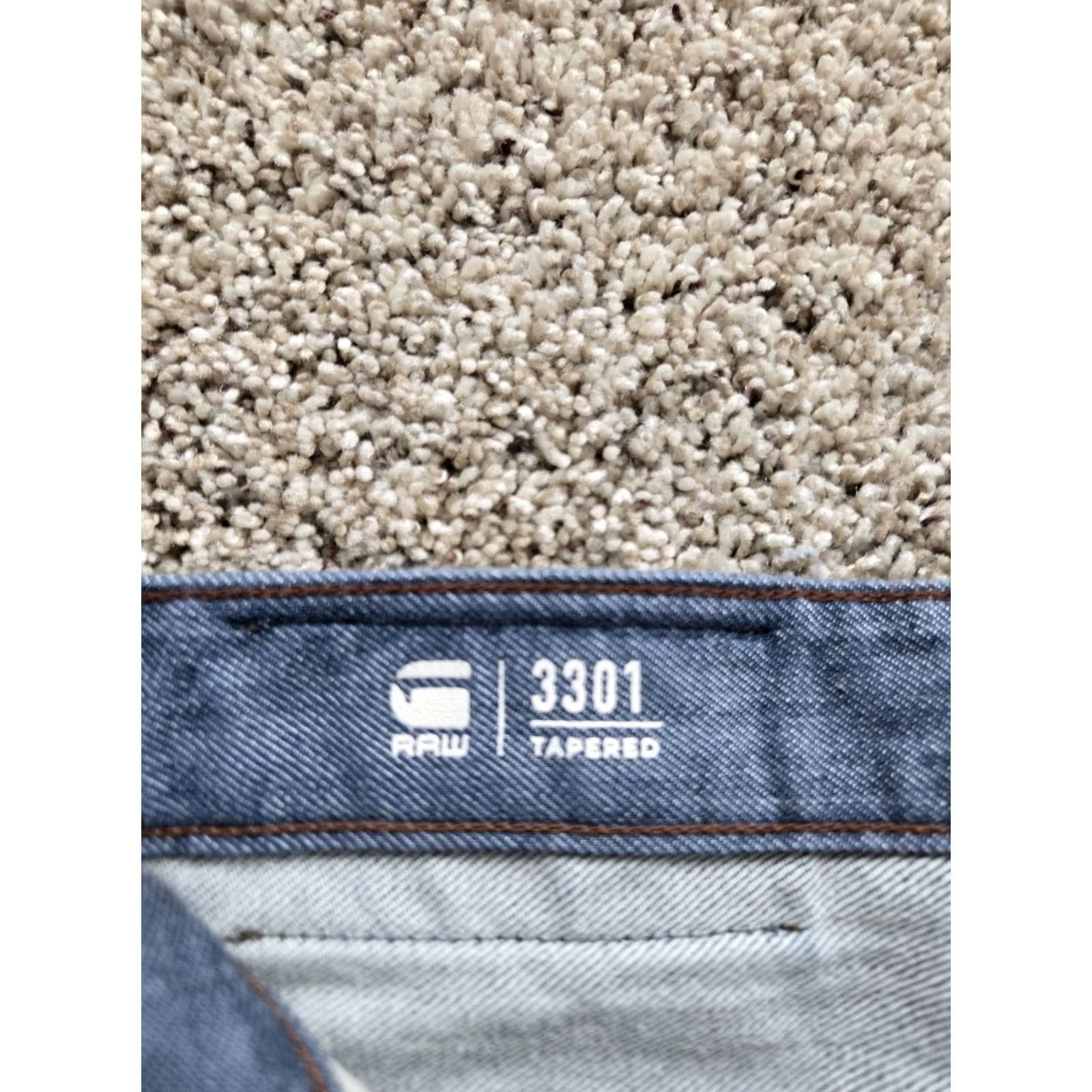 G-Star G Star Raw 3301 Jeans 31x30 Mens Blue Selvedge Medium Wash Denim Slim Fit 5-Pocket N/A Size US 31 - 5 Thumbnail