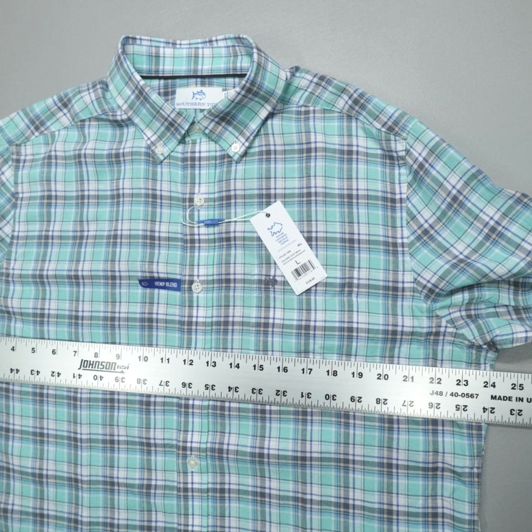 Southern Tide Southern Tide Emerald Shores Plaid Headland LS Plaid Sport Shirt L Mint Mens Button-Up Size US L / EU 52-54 / 3 - 7 Thumbnail