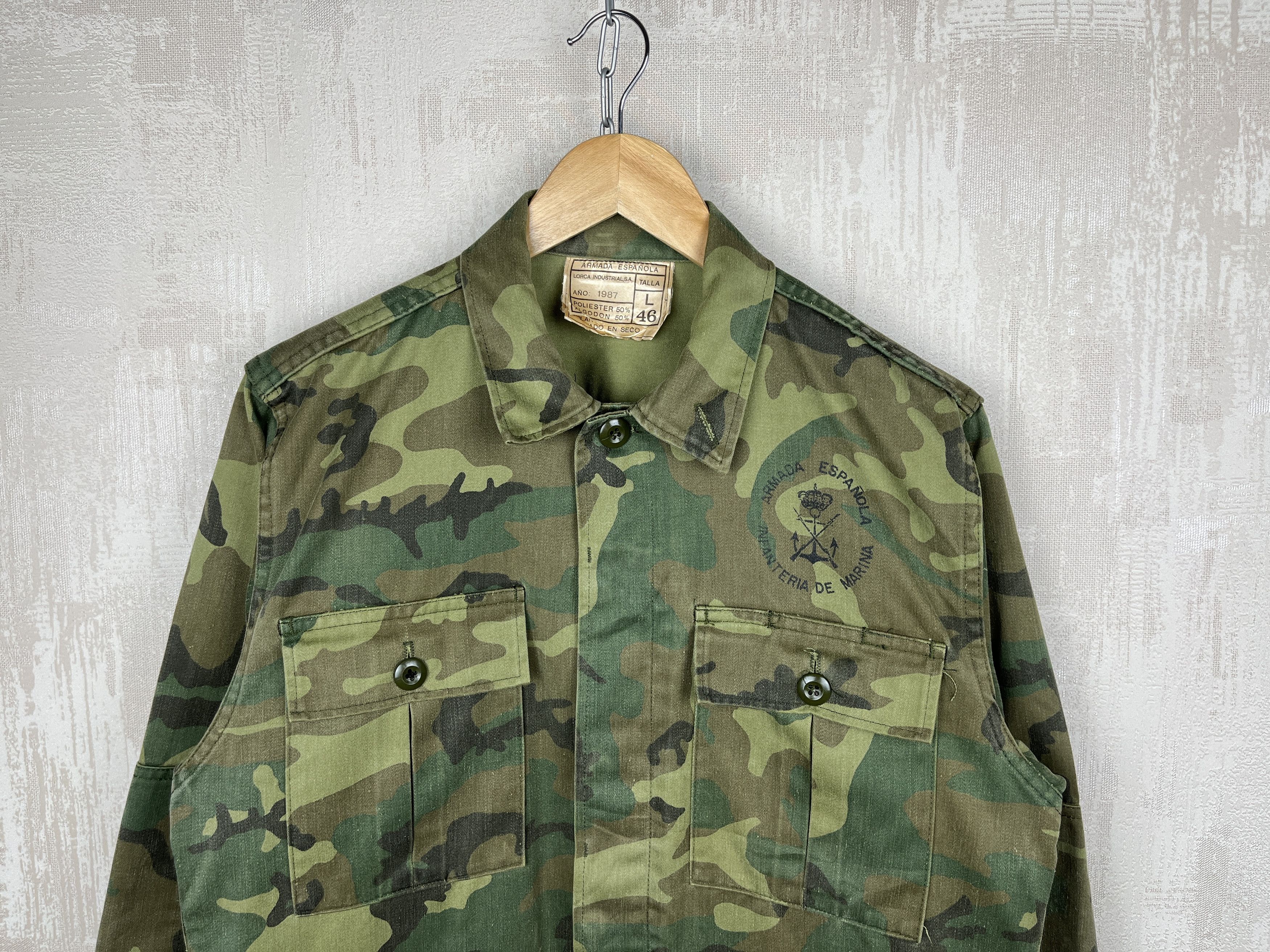 Vintage 80's Vintage Spanish Army Armada Espanola Woodland Jacket Size US S / EU 44-46 / 1 - 4 Thumbnail