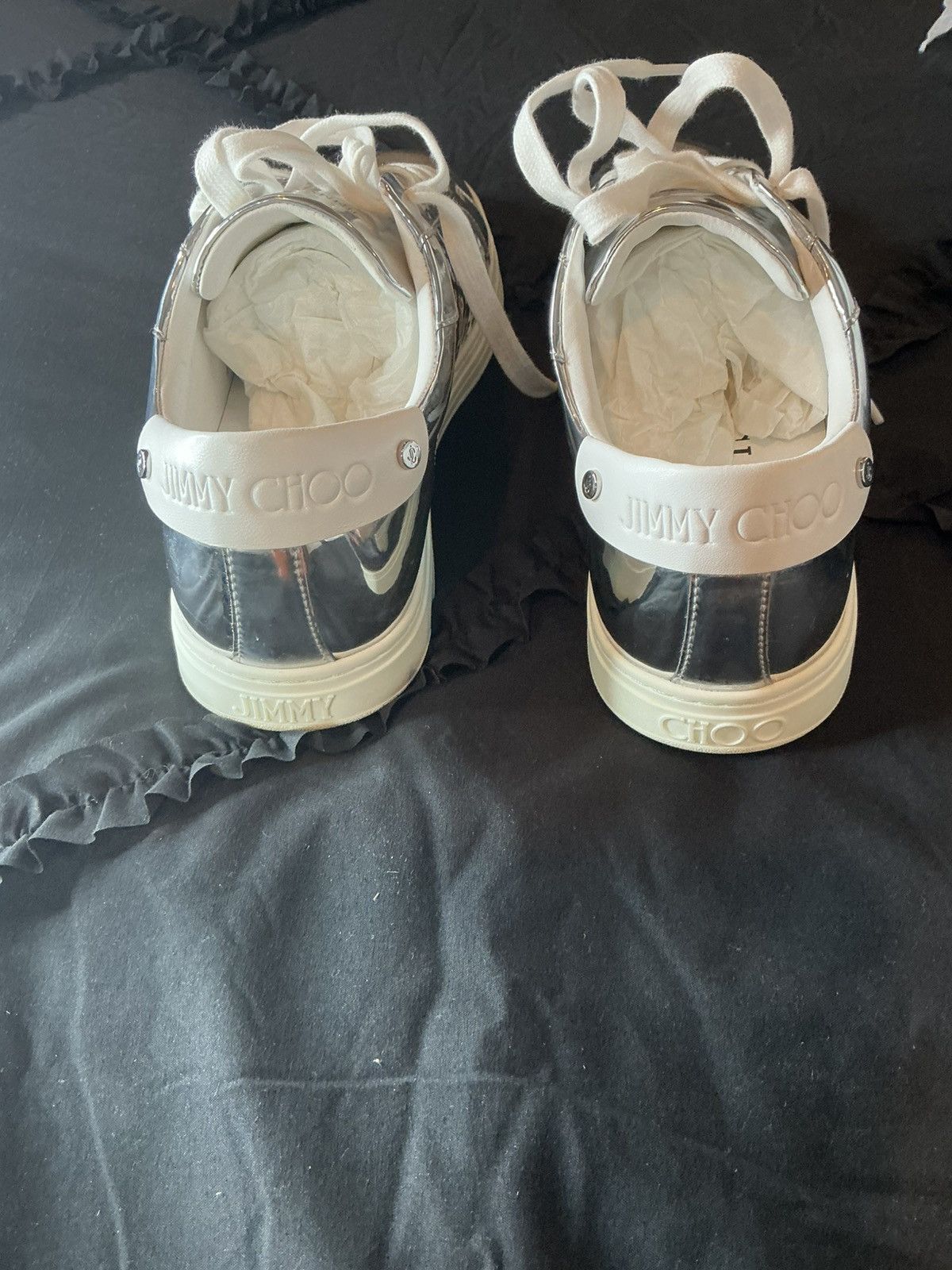 Jimmy Choo JIMMY CHOO ROME/M Logo Low-Tops – Metallic Silver Size US 11.5 / EU 44-45 - 7 Thumbnail