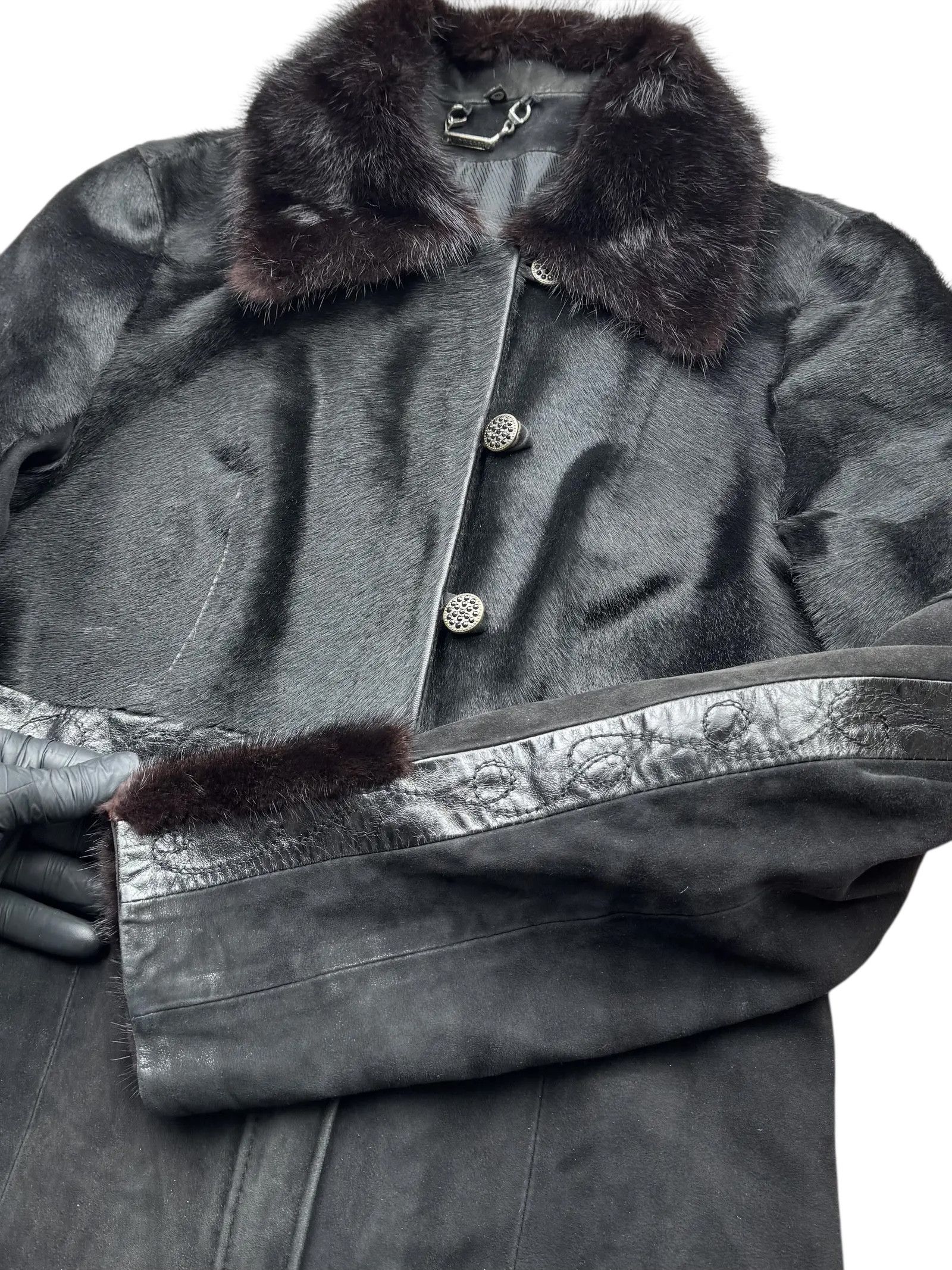 Genuine Leather Real Fur Details Suede Cropped Jacket From The 90's(V73) Size XS / US 0-2 / IT 36-38 - 3 Thumbnail