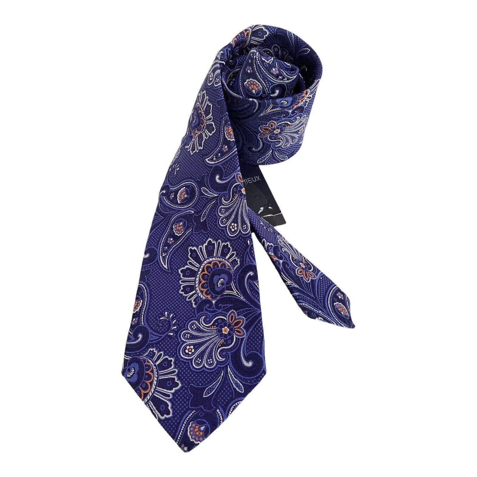 Cremieux CREMIEUX Blue Paisley Luxury Silk Tie Hand Made In Made USA Size ONE SIZE - 1 Thumbnail