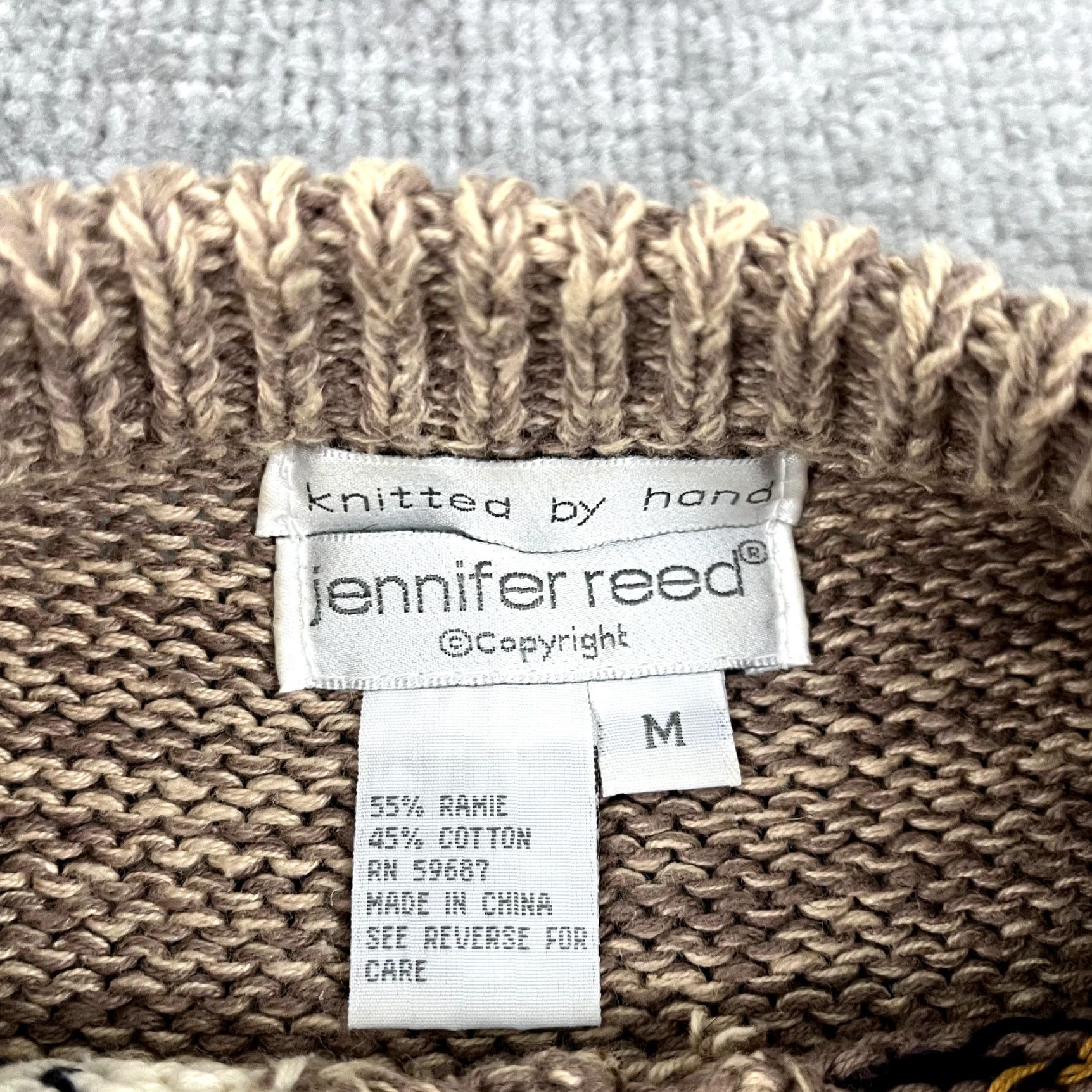 Vintage VINTAGE Jennifer Reed Women's Sweater Pullover Long Sleeve Crew Neck Floral Patchwork Brown Fall Winter Casual Girls Medium Size M / US 6-8 / IT 42-44 - 2 Thumbnail