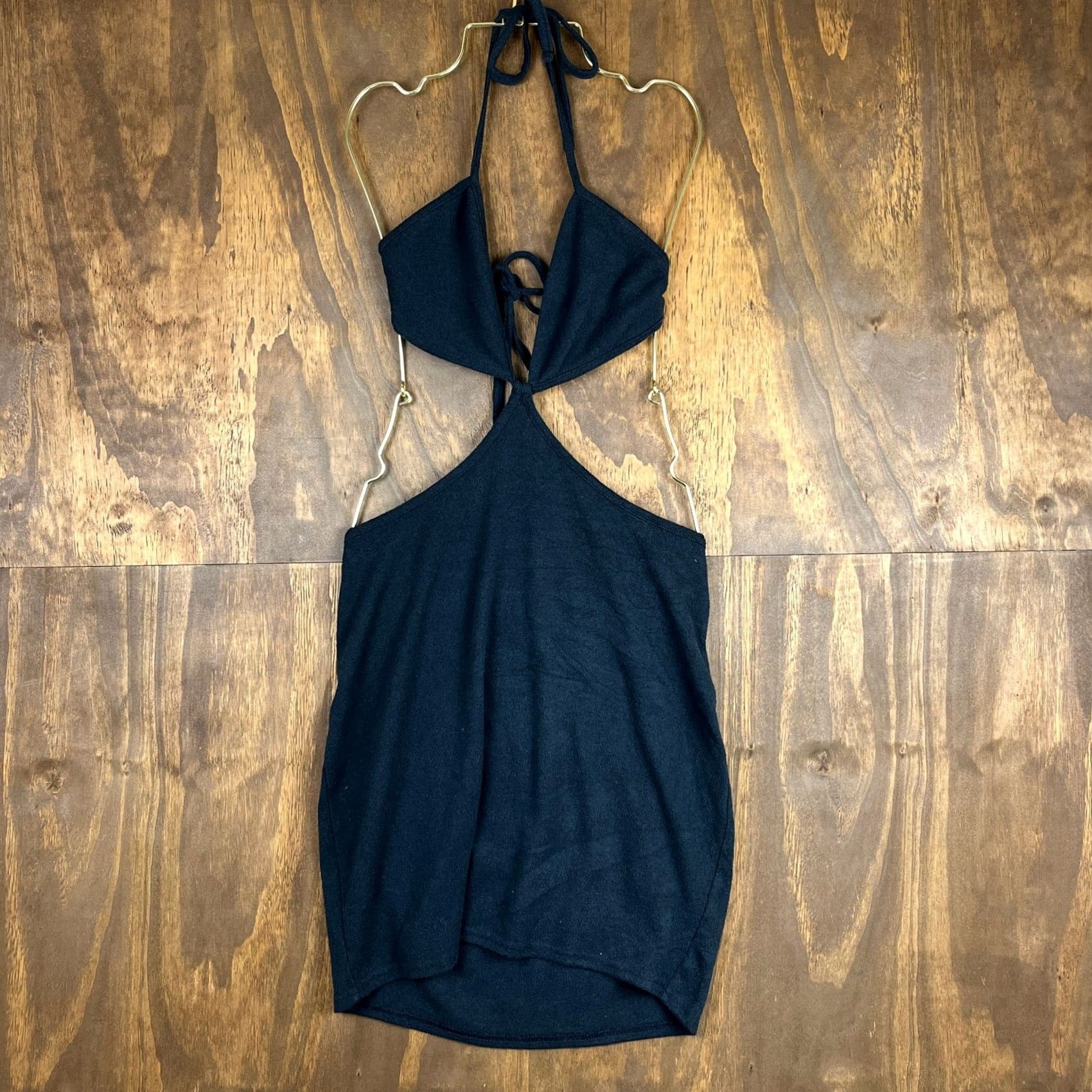Anthropologie Anthropologie Womens Dress Black Cut Out Mini Back Neck Tie Stretch Medium Size M / US 6-8 / IT 42-44 - 4 Thumbnail