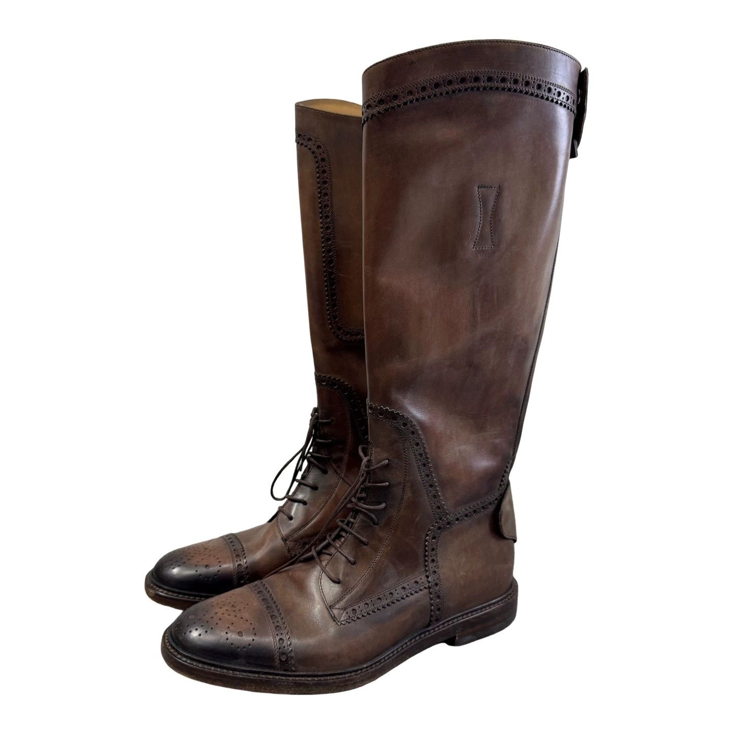 Gucci Gucci Brown Leather Tall Lace-Up Boots 7 Size US 7 / EU 40 - 1 Thumbnail