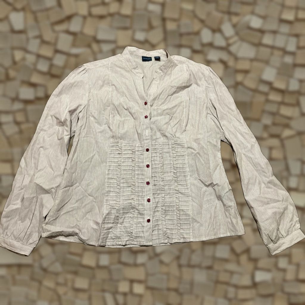 Vintage Westbound Shirt Women's Size 18 White Red Striped Button Up V-neck Size XXL / US 16-18 / IT 52-54 - 1 Thumbnail