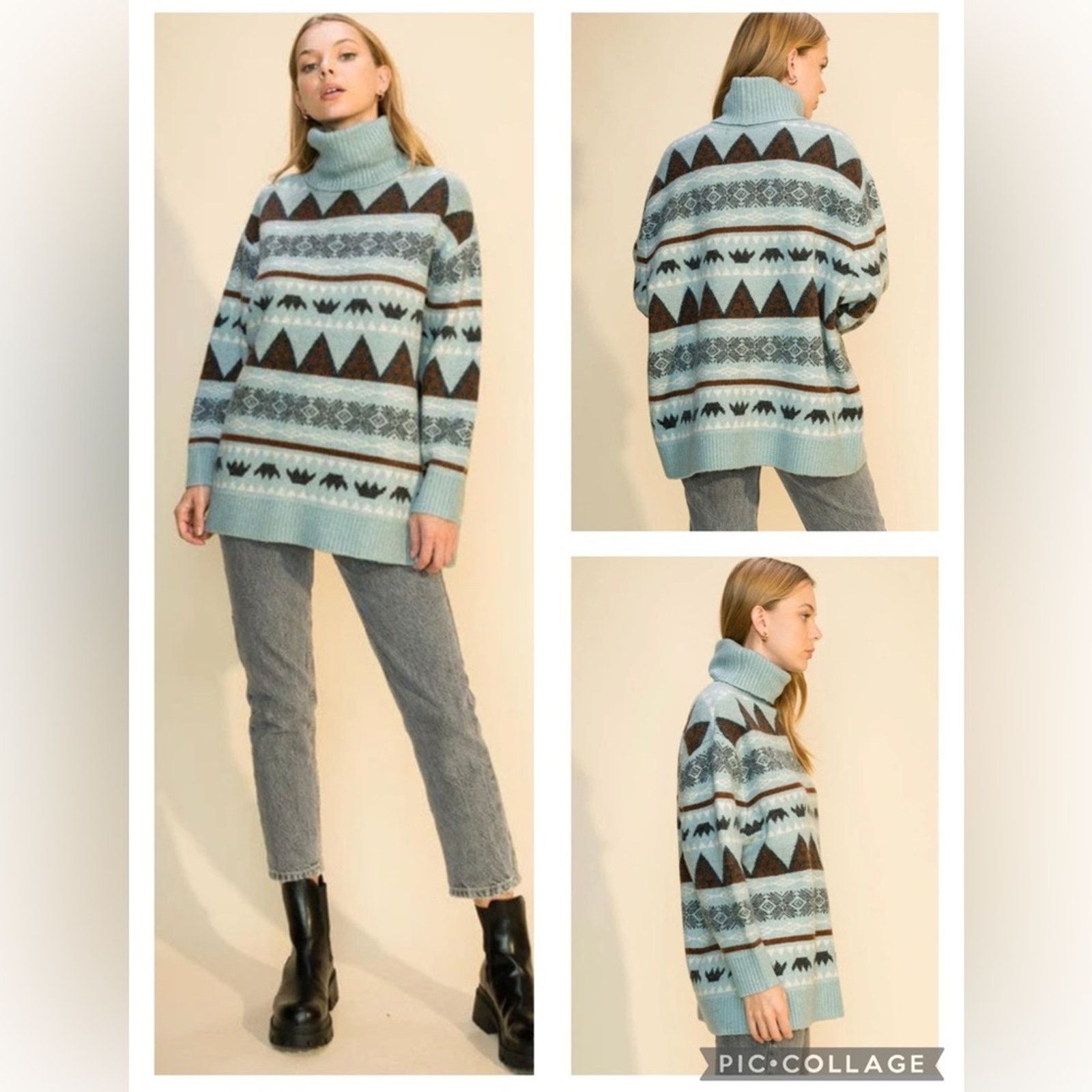 Other The Hyfve Turtleneck Aztec Sweater oversized longline sz S Size S / US 4 / IT 40 - 1 Thumbnail