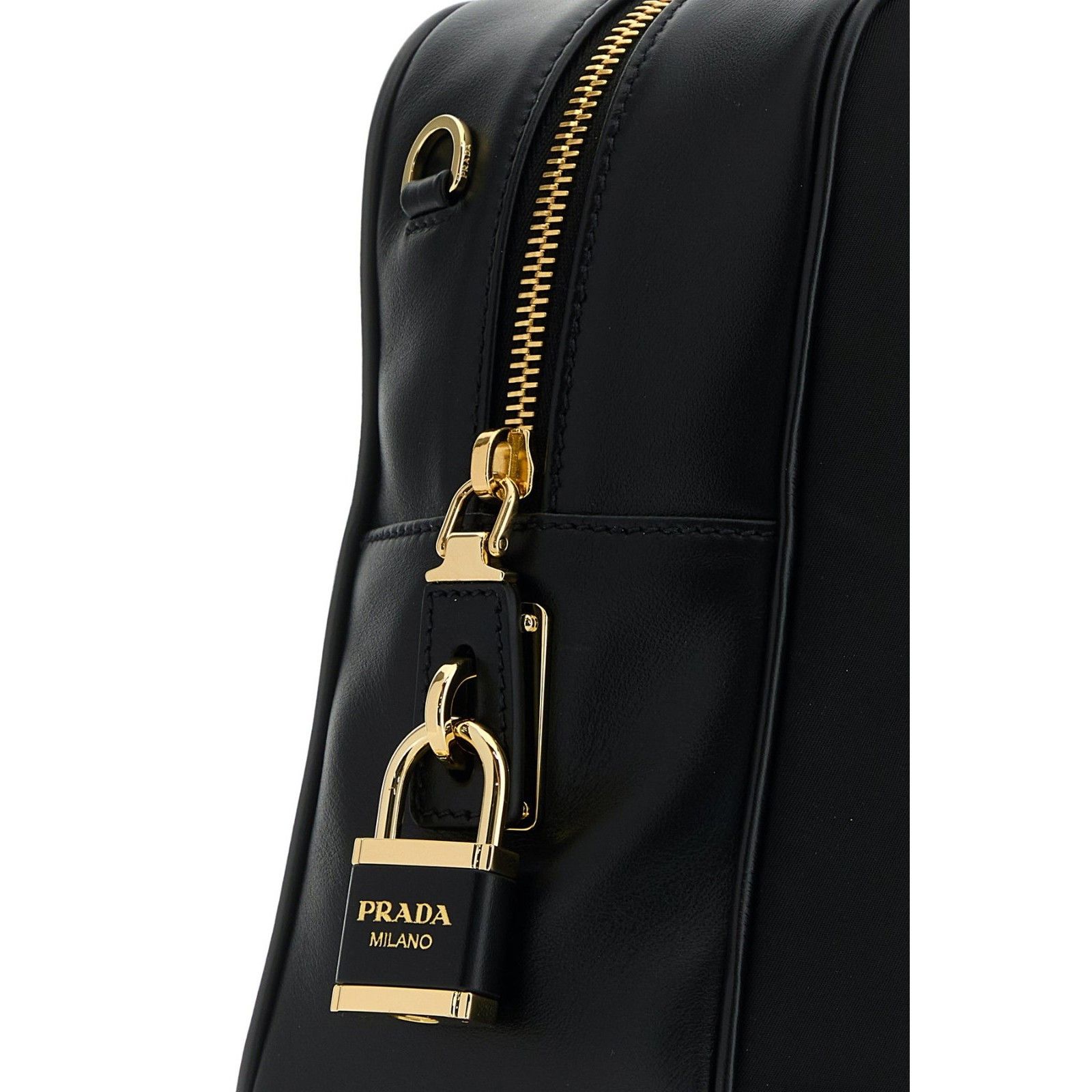 Prada PRADA Black Leather Re-Nylon Shoulder Bag New & Authentic Size ONE SIZE - 4 Thumbnail