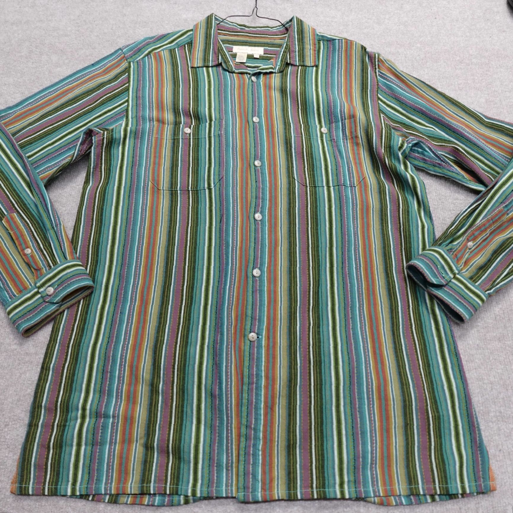 The Territory Ahead Territory Ahead Shirt LT Blue Green Striped 100% Cotton Jacquard Button-Up Outdoor Pockets Men LT Size US L / EU 52-54 / 3 - 2 Thumbnail