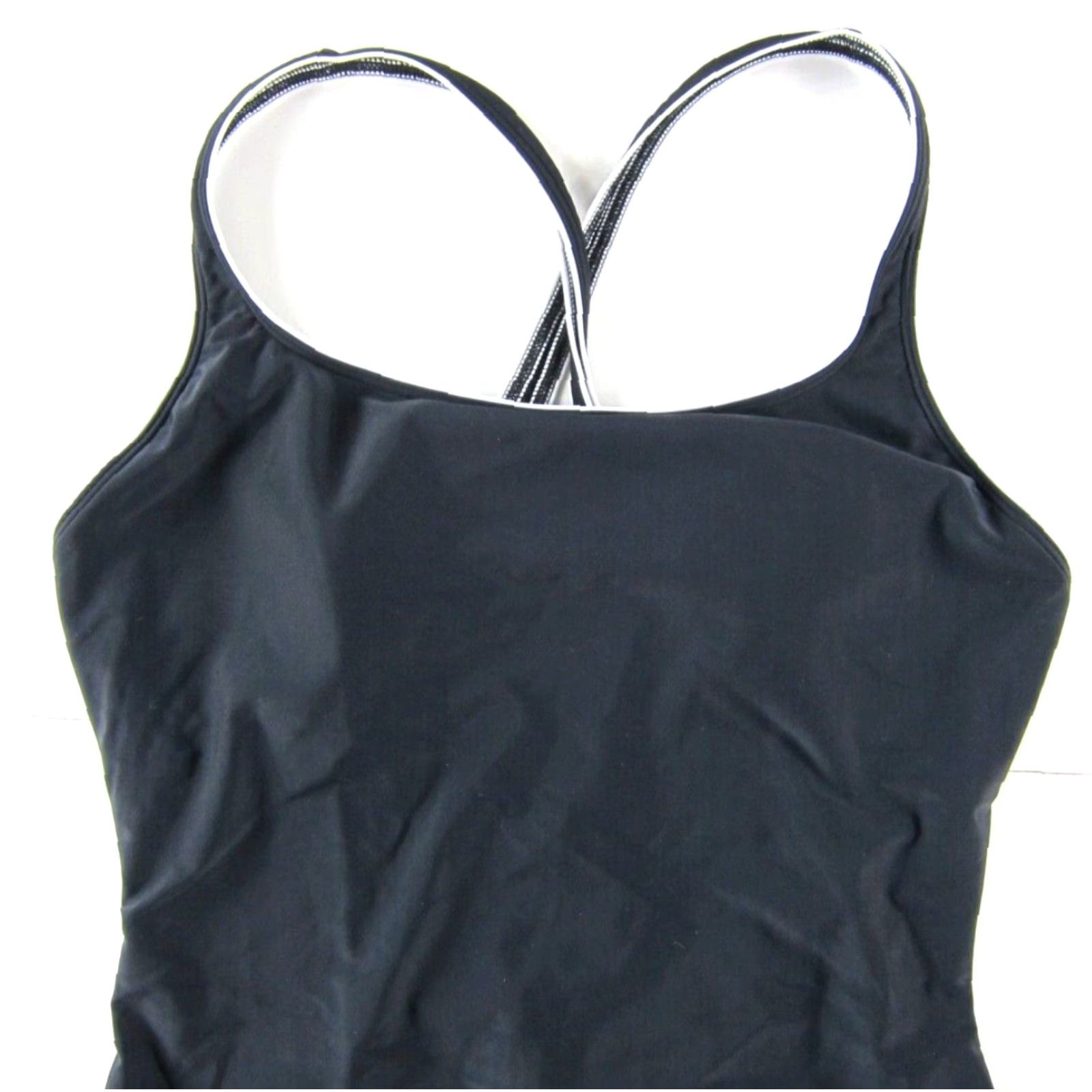 Speedo Speedo One Piece Swimsuit Women L Black Crisscross Back Padded Bust Classic Solid Polyester SpandexFit Regular Size Large Size ONE SIZE - 4 Thumbnail
