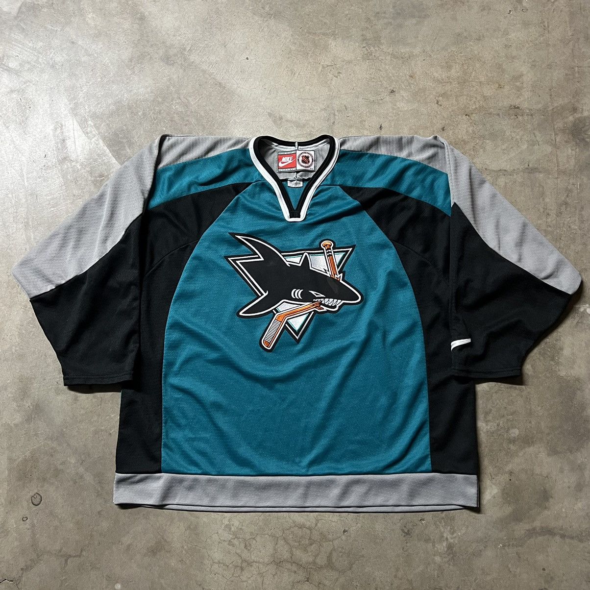 image of Vintage 90’S Nhl San Jose Sharks Team Nike Hockey Jersey in Blue, Men's (Size 2XL)