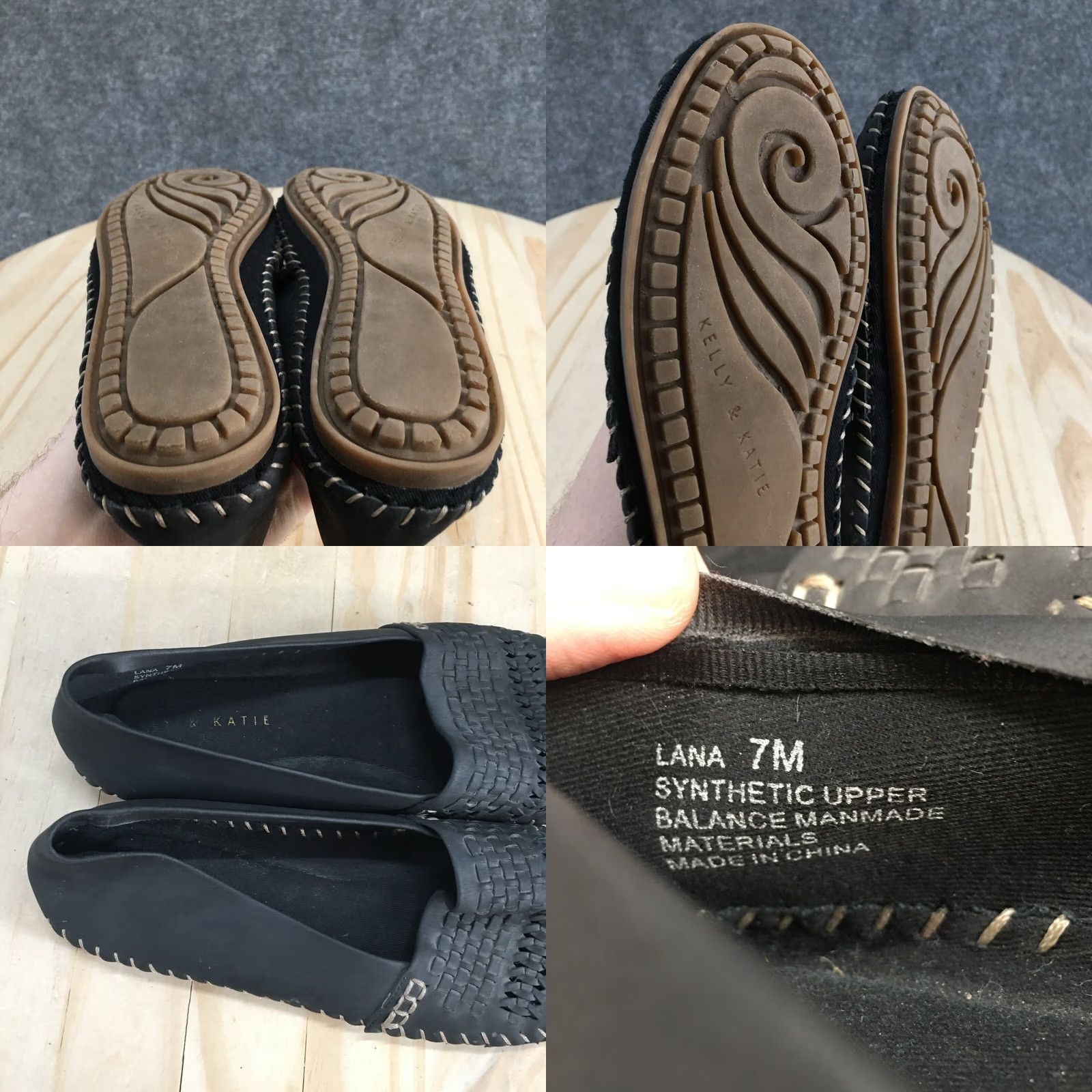 Vintage Kelly & Katie Loafer Womens 7M Black Lana Woven Round Toe Slip On Casual Flats Size US 7 / IT 37 - 9 Thumbnail