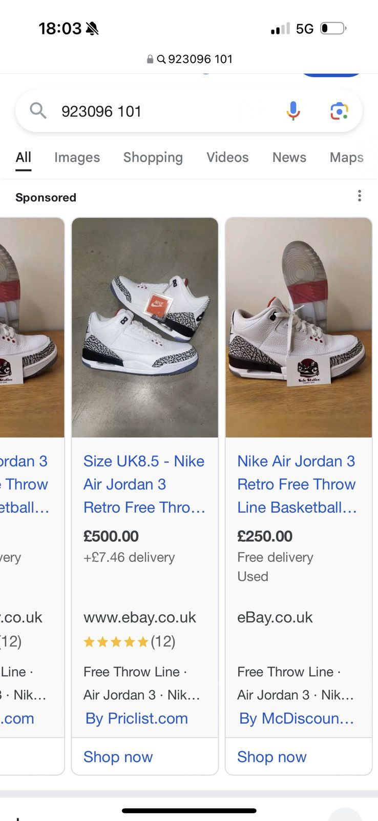Nike NIKE AIR JORDAN 3 “FREE THROW LINE” white cement size US8UK7 Size US 8 / EU 41 - 5 Thumbnail