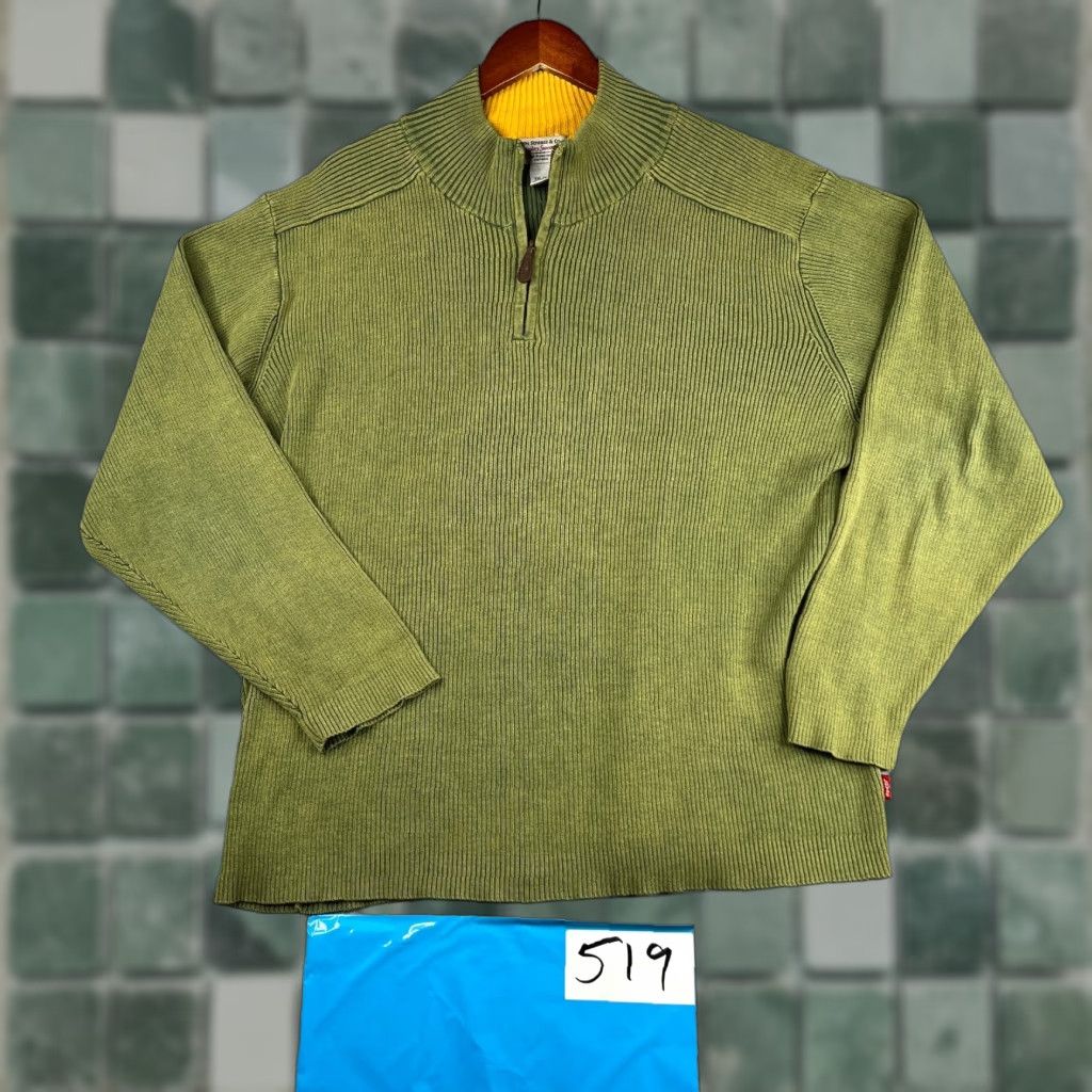 Levi's Levi's Sweater Mens 2XL Green 1/4 Zip Ribbed Stretch Pullover Crew Neck Size US XXL / EU 58 / 5 - 1 Thumbnail