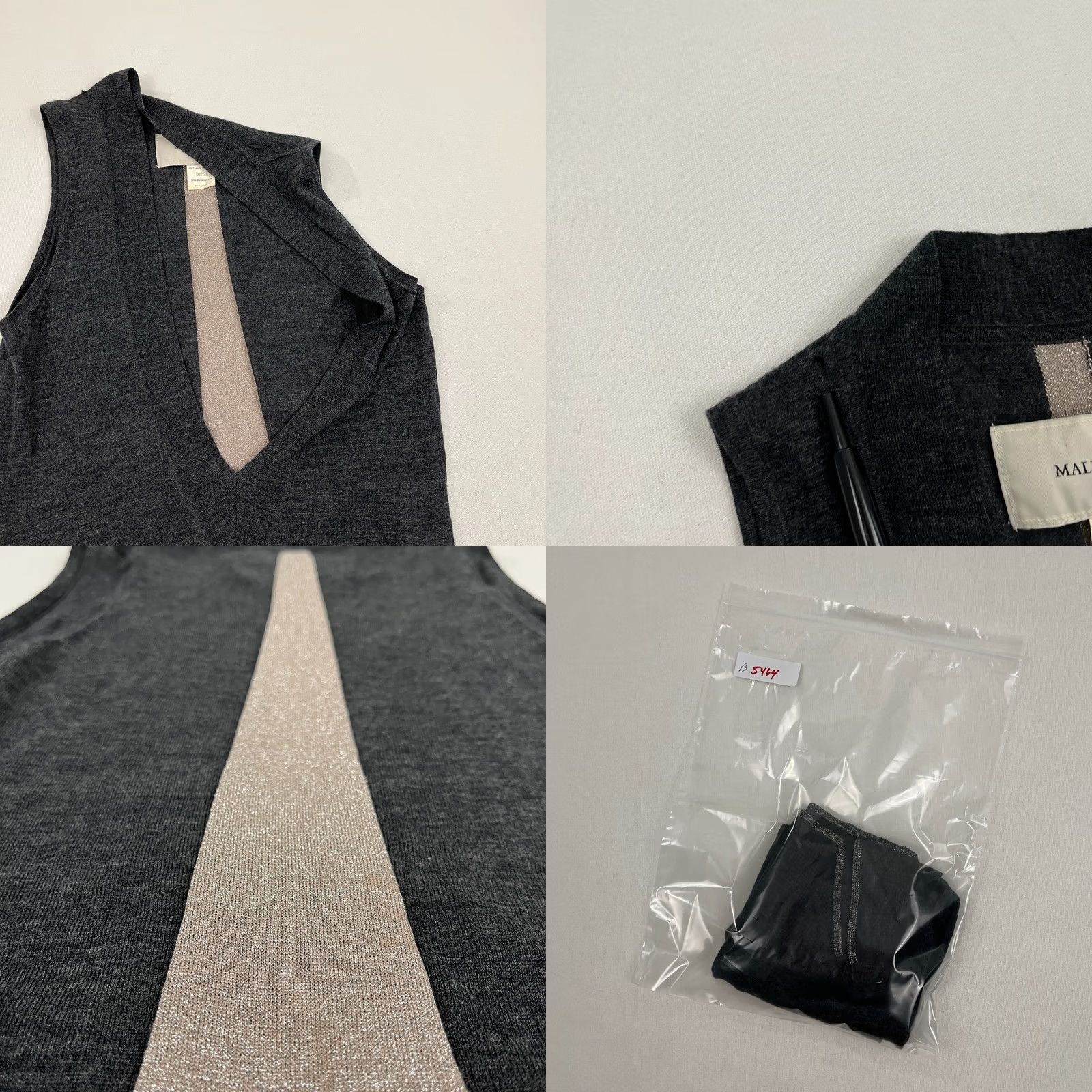 By Malene Birger VINTAGE By Malene Birger A/S Sweater Vest Womens M Gray Saffron Mercerized Wool Layers Size M / US 6-8 / IT 42-44 - 8 Thumbnail