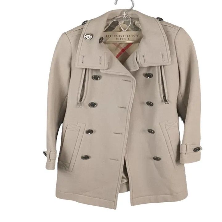 Burberry Double-Breasted Coat in Light Purple 0079