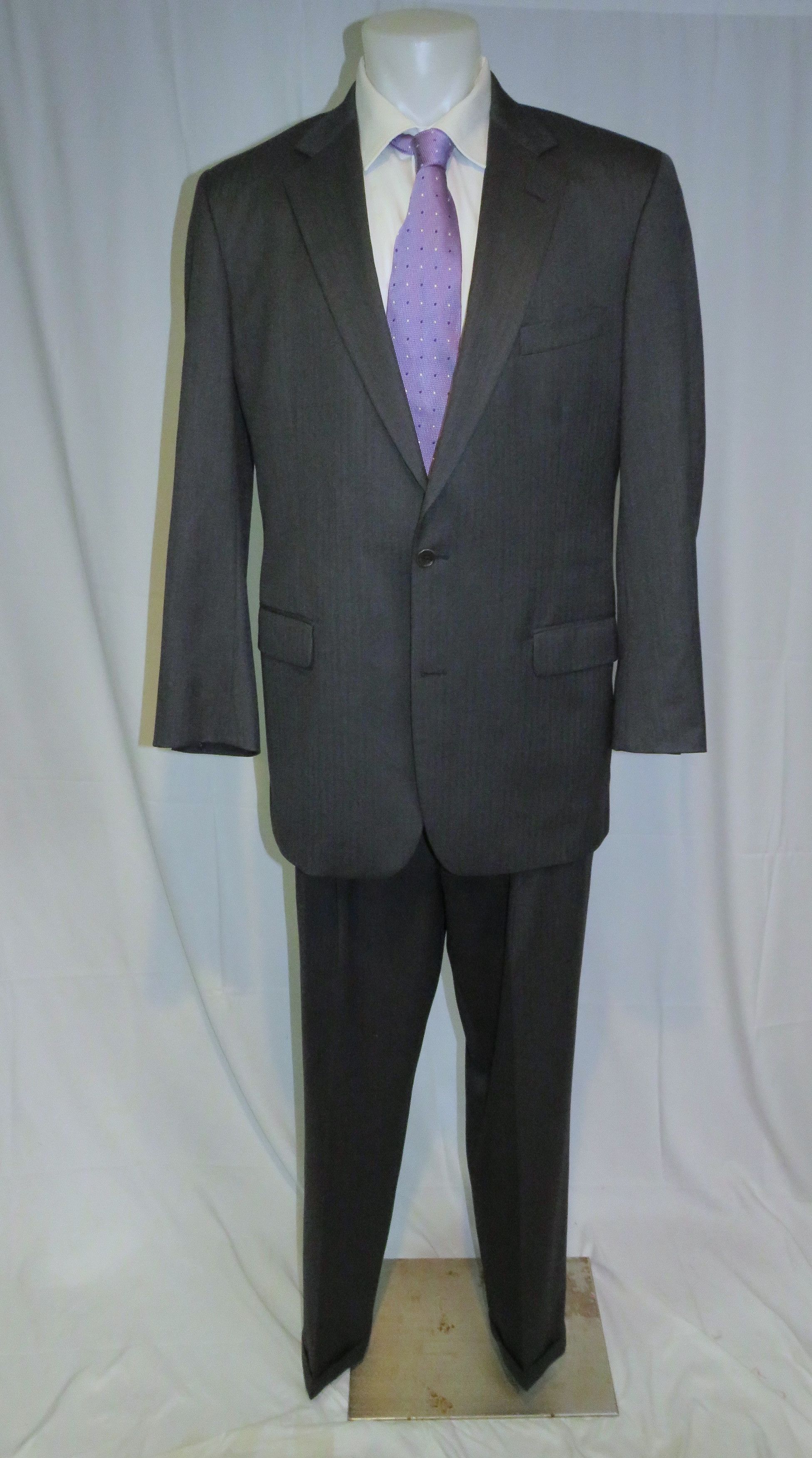 Brooks Brothers 1818 Madison Saxxon Gray Herringbone Two Button Suit 46XL Size 46L - 1 Thumbnail
