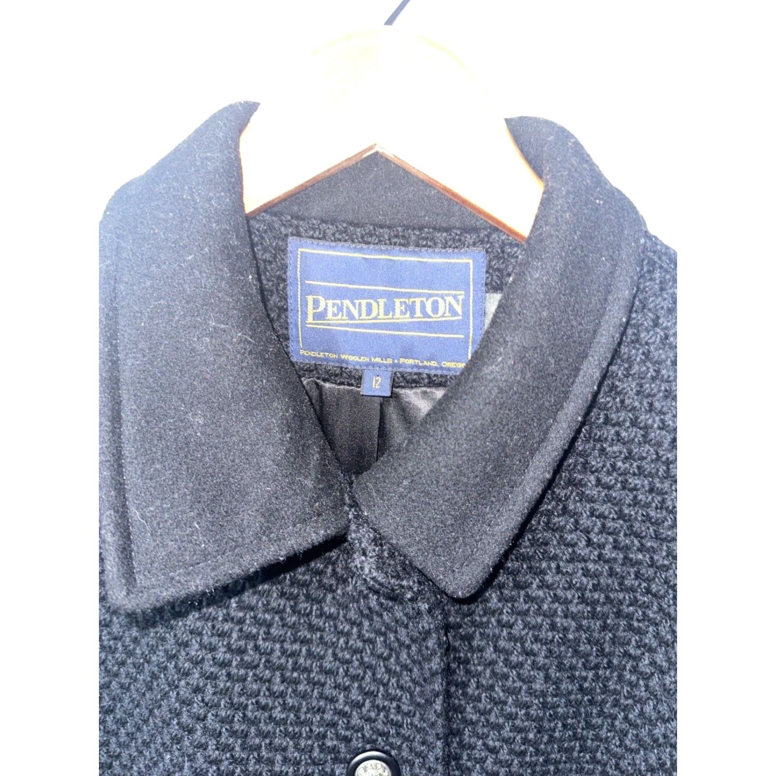 Pendleton PENDLETON 100% Wool Black Knit Coat Womens Regular Size 12 Basic Jacket Size XL / US 12-14 / IT 48-50 - 2 Thumbnail
