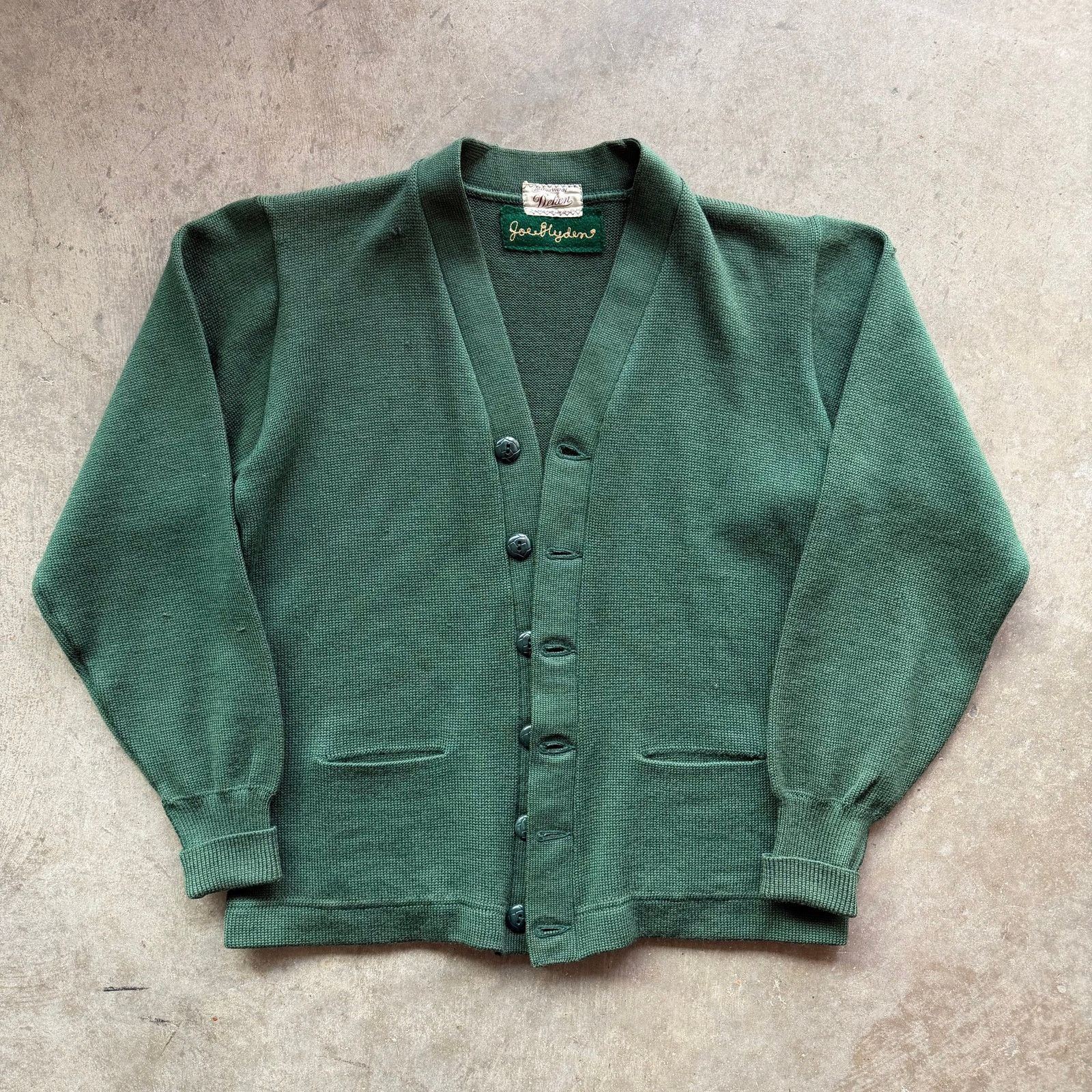 Dehen 1920 True Vintage 1960s Dehen Chainstitch Award Cardigan Green Size US L / EU 52-54 / 3 - 1 Thumbnail