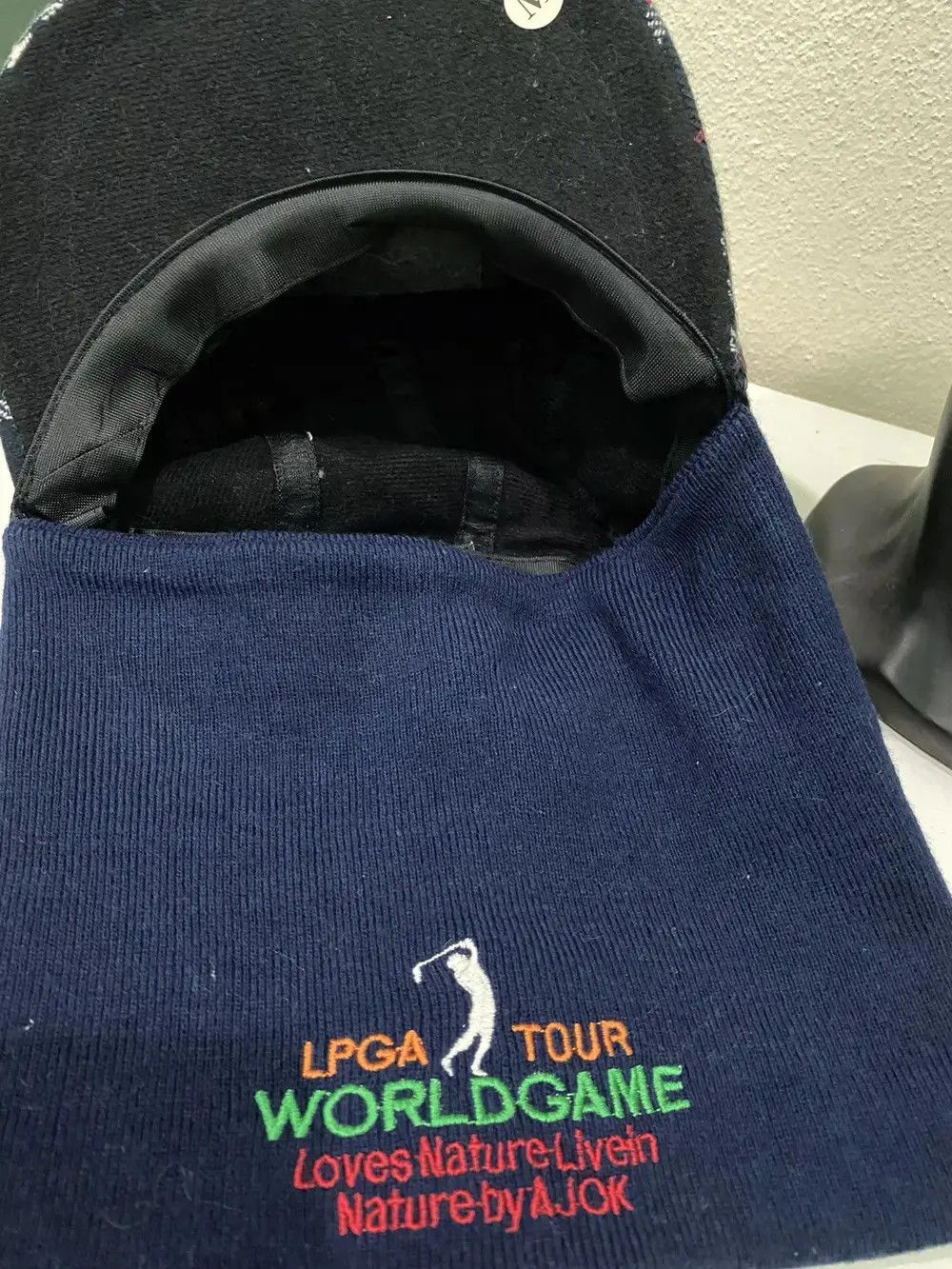 Japanese Brand × Vintage Vintage LPGA Tour Balaclava Plaid Tartan Hat Size ONE SIZE - 6 Thumbnail