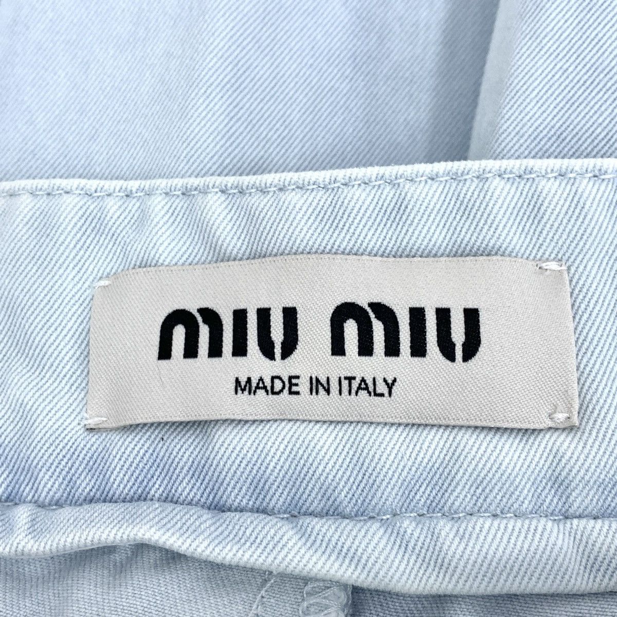 Miu Miu MiuMiu 2022 Pale Blue Cotton Casual Pleated Mini Skirt K26WX Size 26" / US 2 / IT 38 - 6 Thumbnail