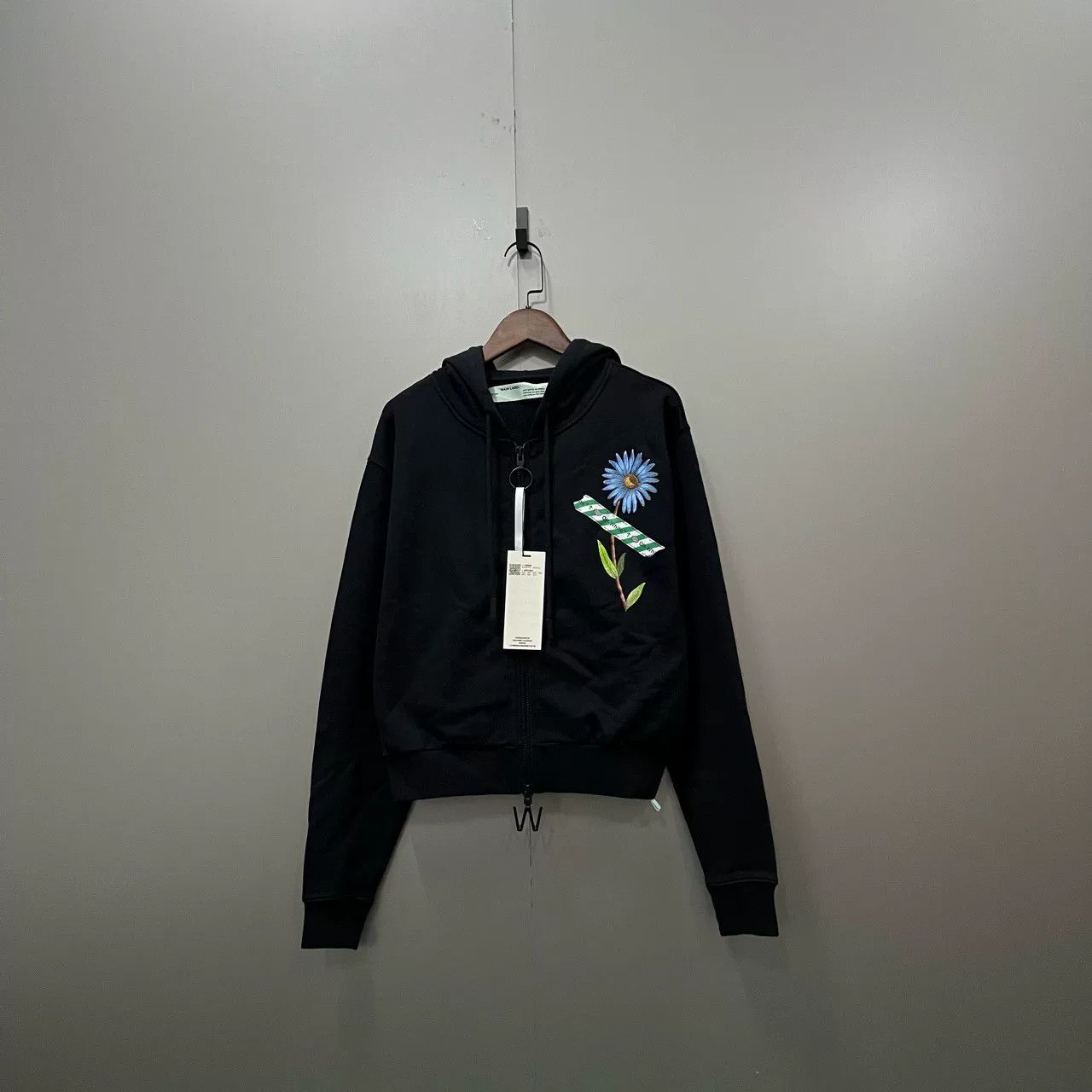 Off-White OFF White Black Floral Zip Hoodie Size XXS / US 00 / IT 34 - 1 Thumbnail