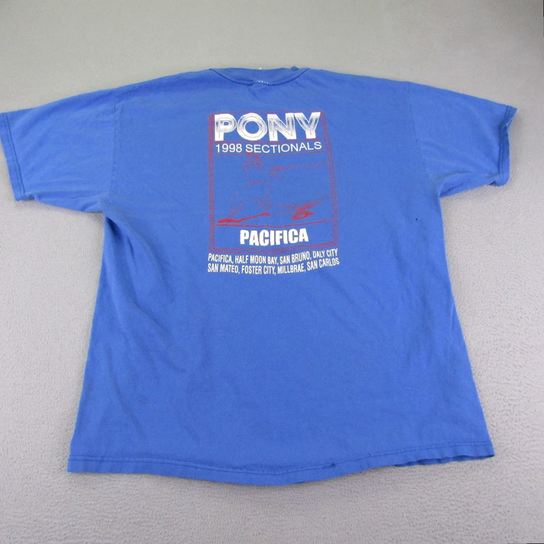 Hanes VINTAGE Hanes Baseball Shirt Men XL Blue 1998 90s Pacifica Sectionals California Graphic Print Crew Neck Short Sleeve Mens XL Blue 90s Sports Size US XL / EU 56 / 4 - 6 Thumbnail